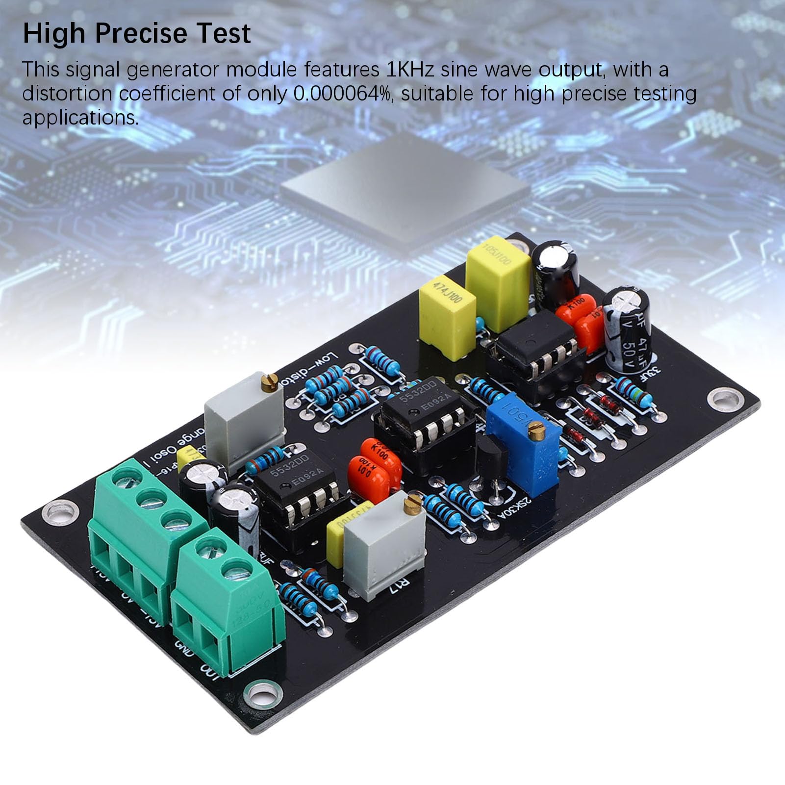 Garosa 1KHz Sinusgenerator Modul mit Ultra Niedrigen Verzerrungen Oszillator Board THD 7V Ausgang für Pegeltest und Harmonische Verzerrungsmessung Stromversorgung