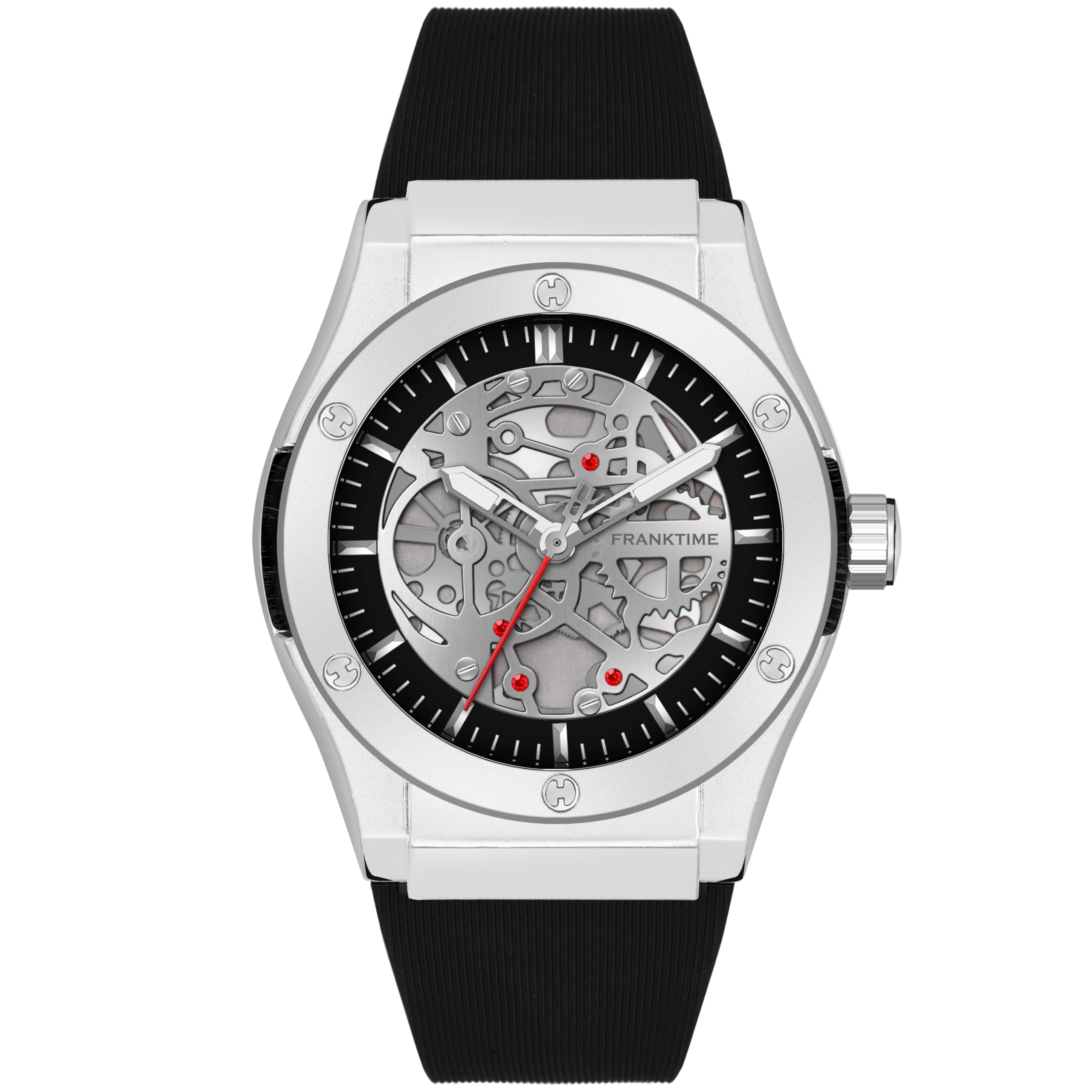 Mechanical Apex Sillicone Series Wrist Watch for Men and Boys | Black Silicone Strap and Silver,Black Round Dial Analog Watch for Men-image-19
