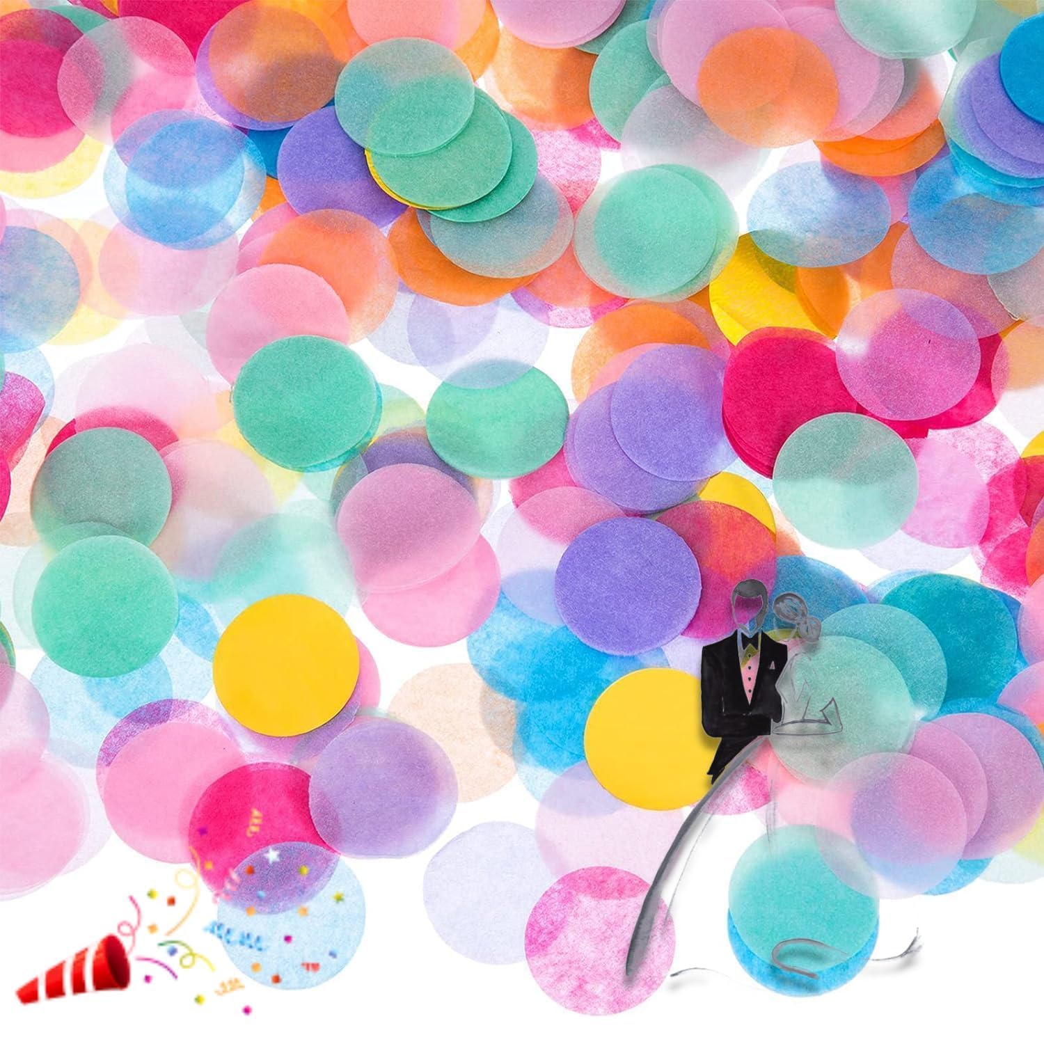 10000 Unidades De Confeti Redondo De 2,5 Cm De Papel, 105g, Confeti Biodegradable, Confeti Boda, Cañón Confeti Mariposa, Humo De Colores Boda, Confeti Para San Valentín, Cumpleaños