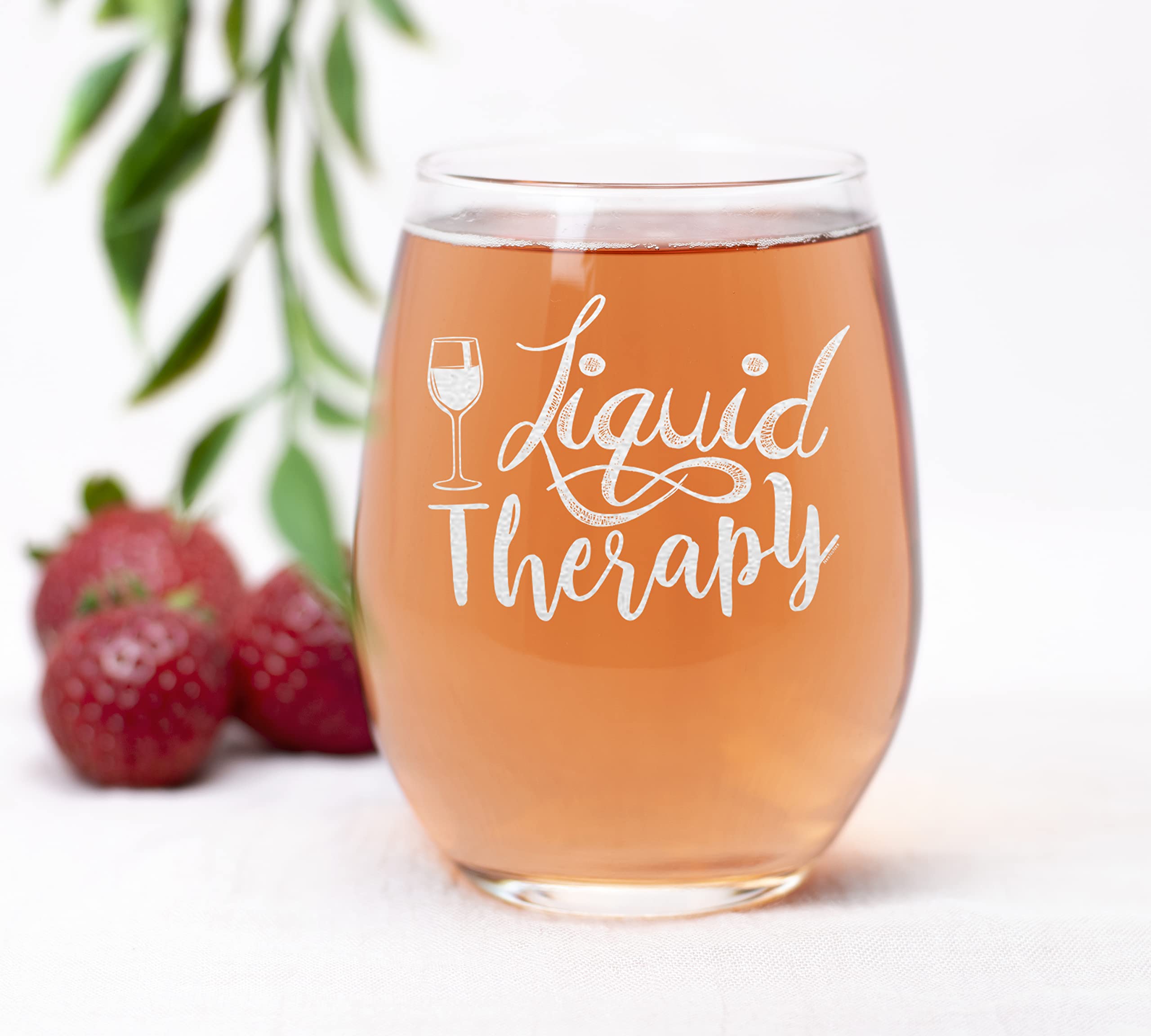 NeeNoNexLiquid Therapy Stemless Wine Glass Funny Gift for Wine Lover Enthusiast transparent
