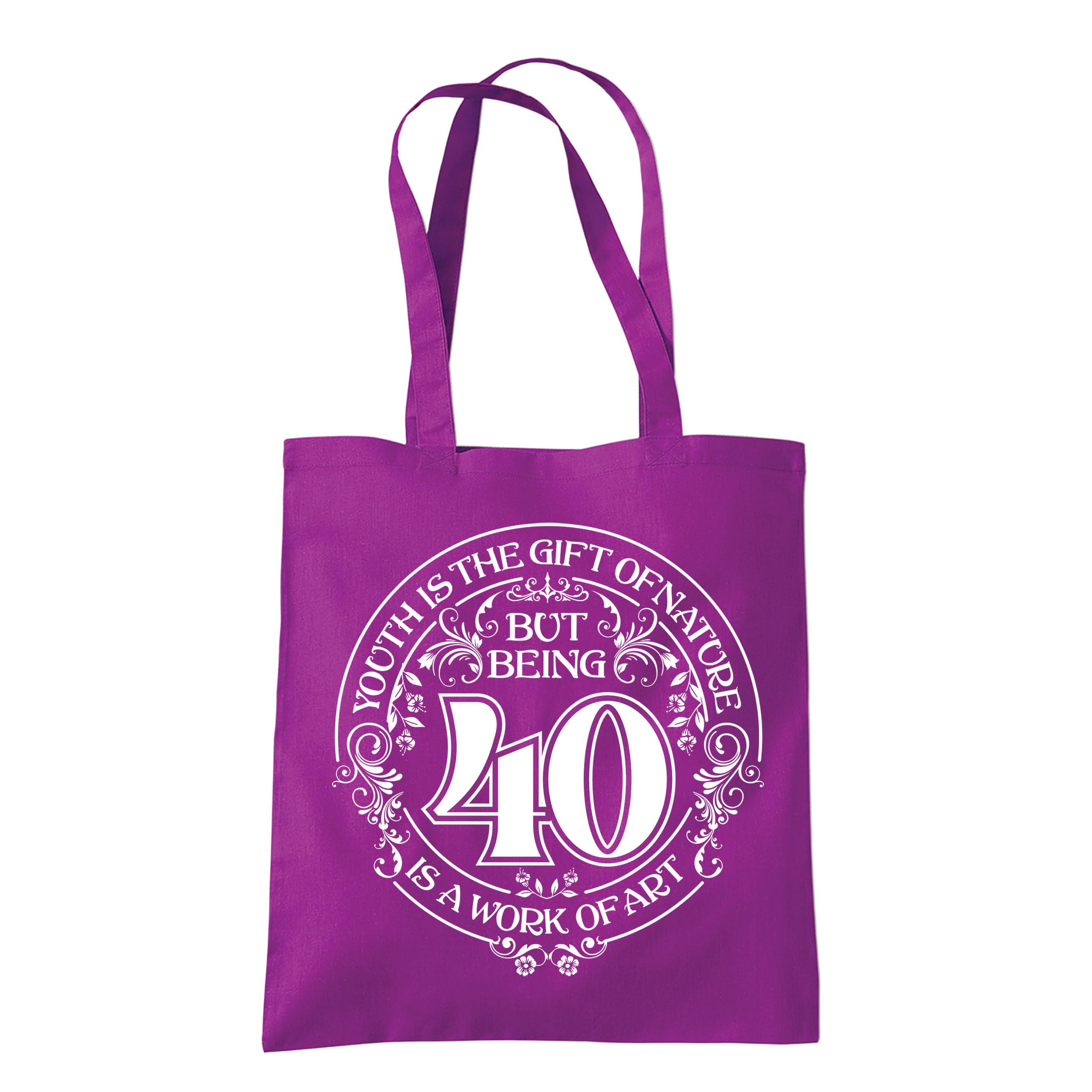 Dead Set Studio 40th Birthday Tote Bags - 40th Birthday Bag for Women Born in 1986, Funny & Stylish 40th Gift Bag for 40 Year Old Women MAGENTA