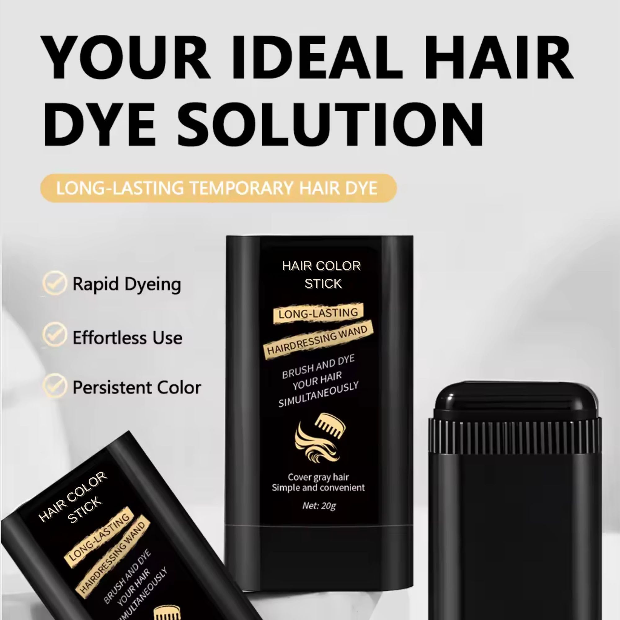 KATHTHAI New Hair Color Comb Stick for Men & Women – Waterproof & Sweat-Proof Grey Hair Coverage – Easy Application, Natural Color, Safe Formula – Instant Touch-Up for Fuller, Denser Look – 20g (Hair Color Stick 20gm - Balck) 1