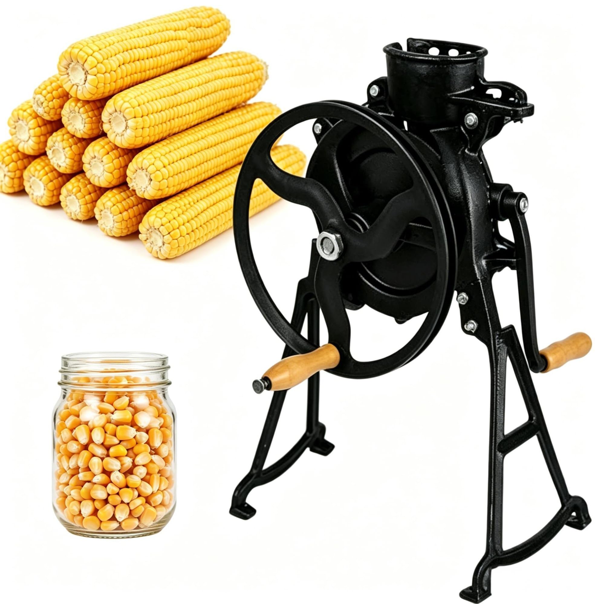 Sgranatrice manuale per mais Sgranatrice a manovella Macchina per sgranare il mais Rimuovi pannocchie di mais secco Per piccole aziende agricole uso domestico(Hand-cranked version)