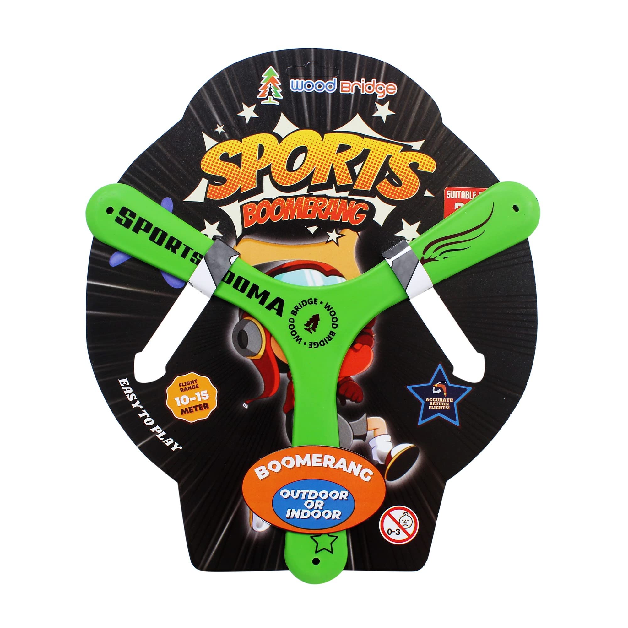 wood Bridge Boomerang V Shape Flying,for Kid,Green