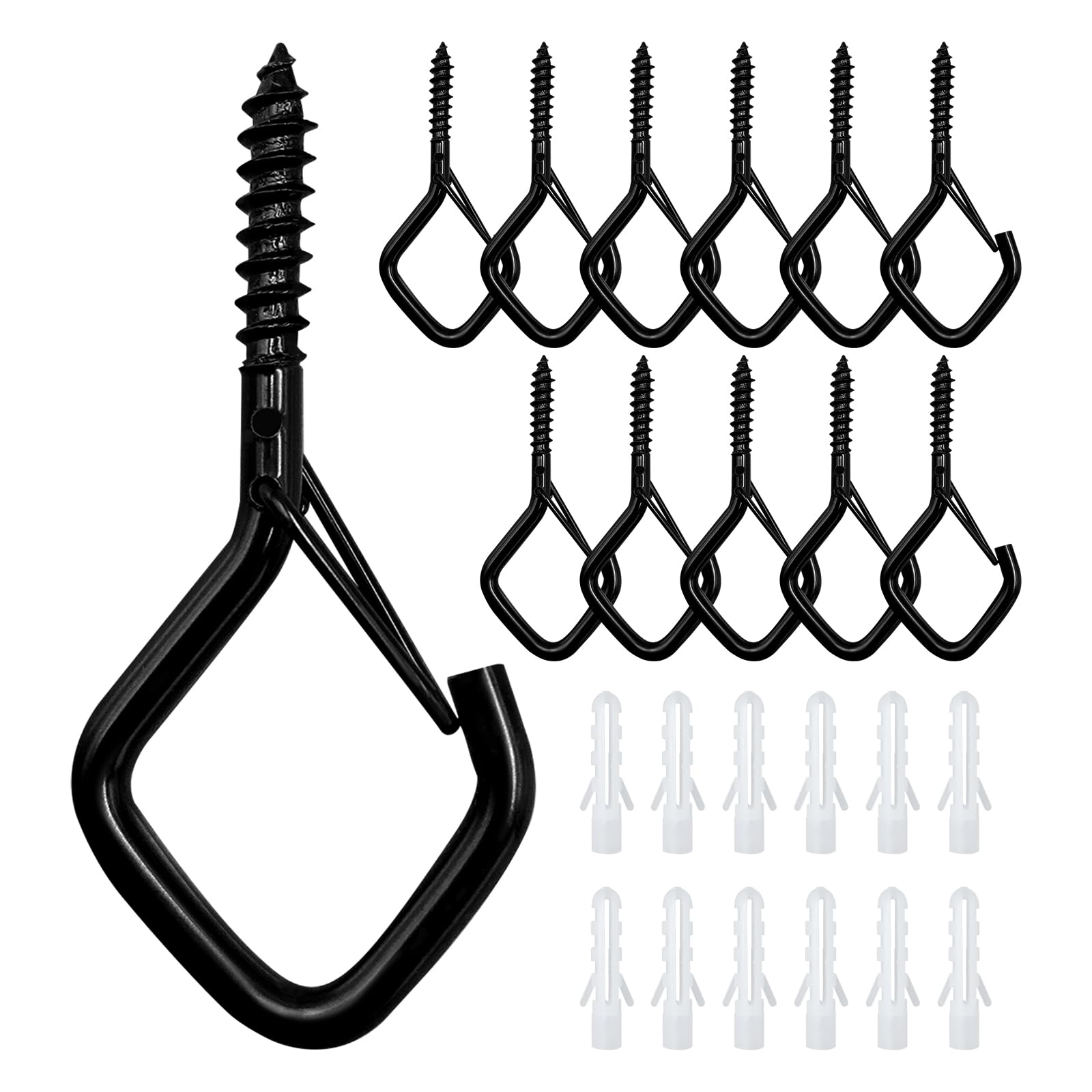 Ticway 12 PCS Q-Hanger Hooks for String Lights Ceiling Hangers for Plants & Wind Chimes