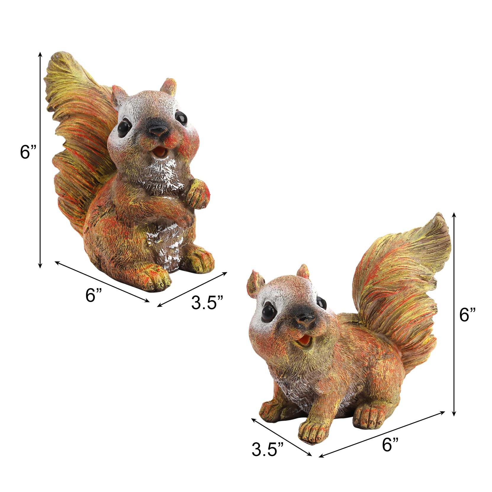 2x Eichhörnchen-Statuen Aus Kunstharz – Gartendekoration, Ca. 18x8x10 Cm
