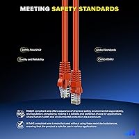 Vista 5 de Maximm Cable Ethernet Cat 6 de 10 pies (paquete de 6) - Cable LAN de alta velocidad, cable de Internet, cable de conexión y cable de red - UTP