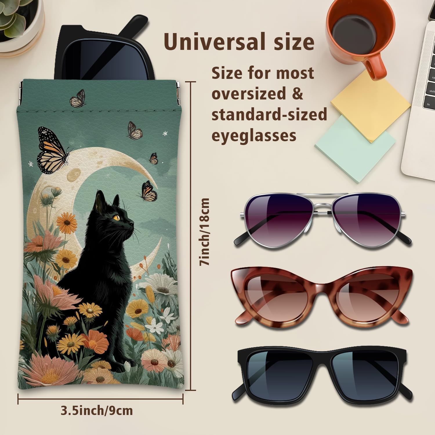 Eyeglasses Sunglasses Case PU Soft Squeeze Top Glasses Pouch for Women Men,Animal Pattern Portable Anti Scratch - Image 5