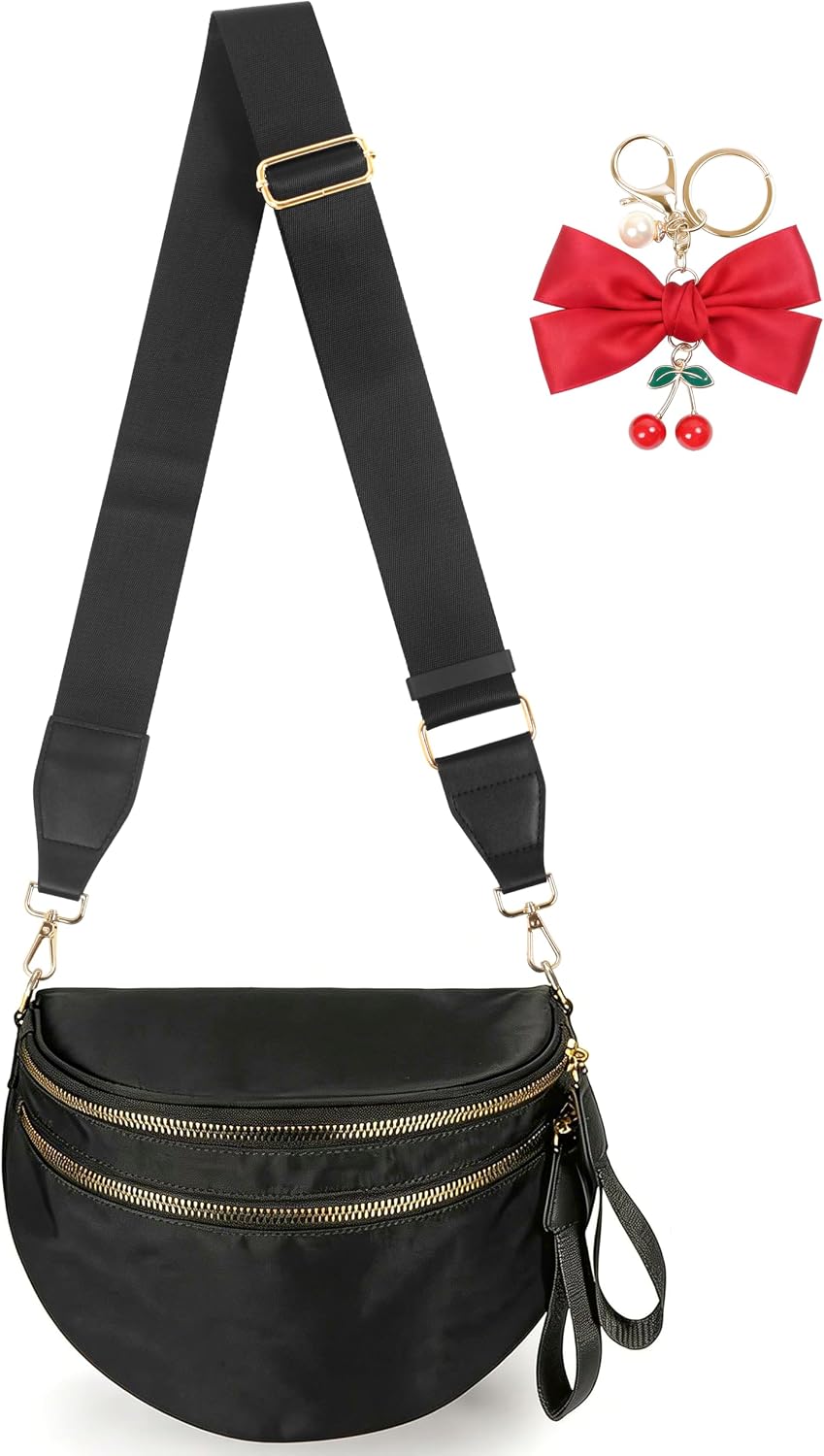 Leopard Crossbody Bag for Women | Spacious Bum Bags | Nylon Crossbody Fanny Packs | Leopard Purse Belt Wallet (Colour Bum Bag-Khaki and White) thumbnail