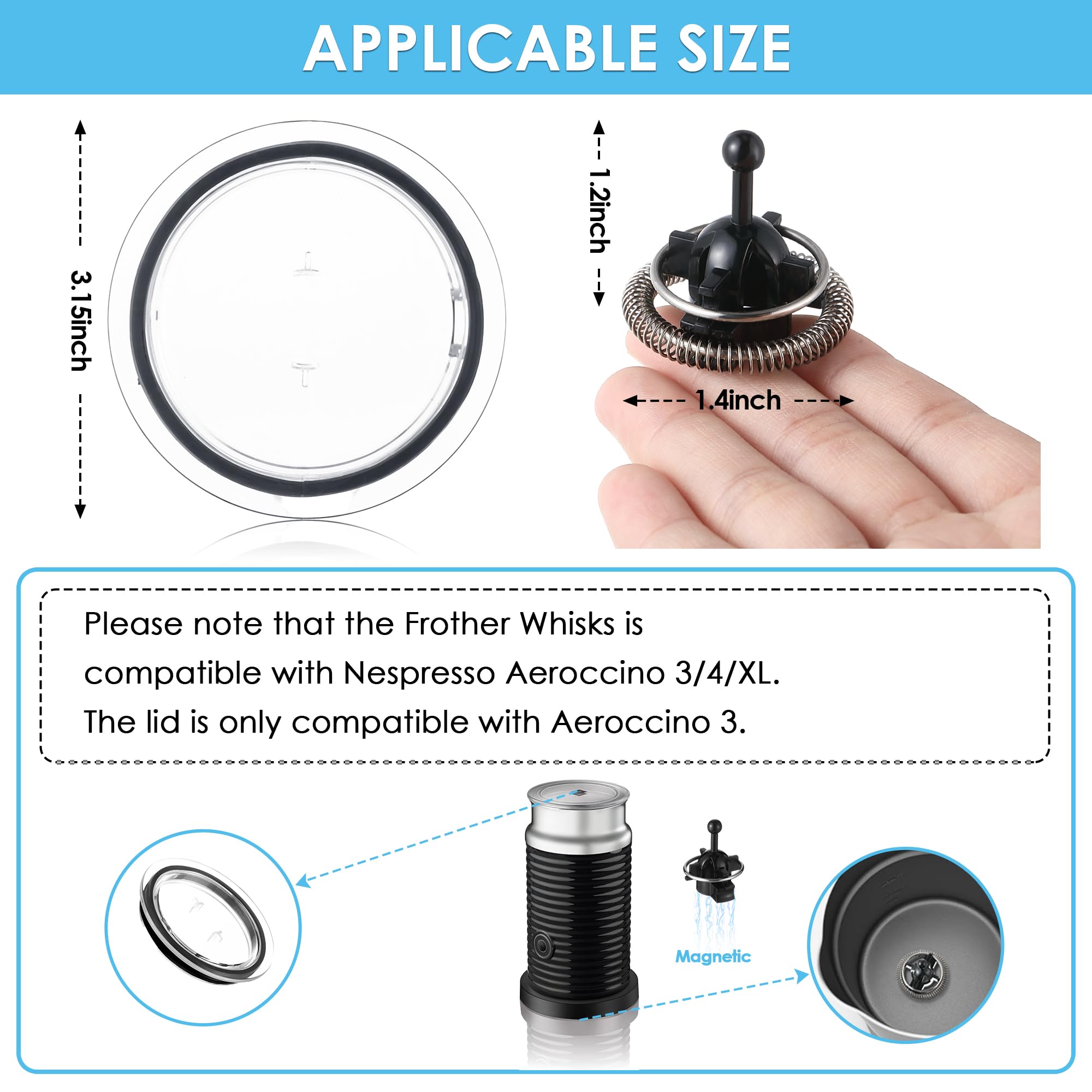 Batteur Embout Aimanté, Pièce De Rechange Pour Mousseur à Lait Aeroccino (pour Tous Types De