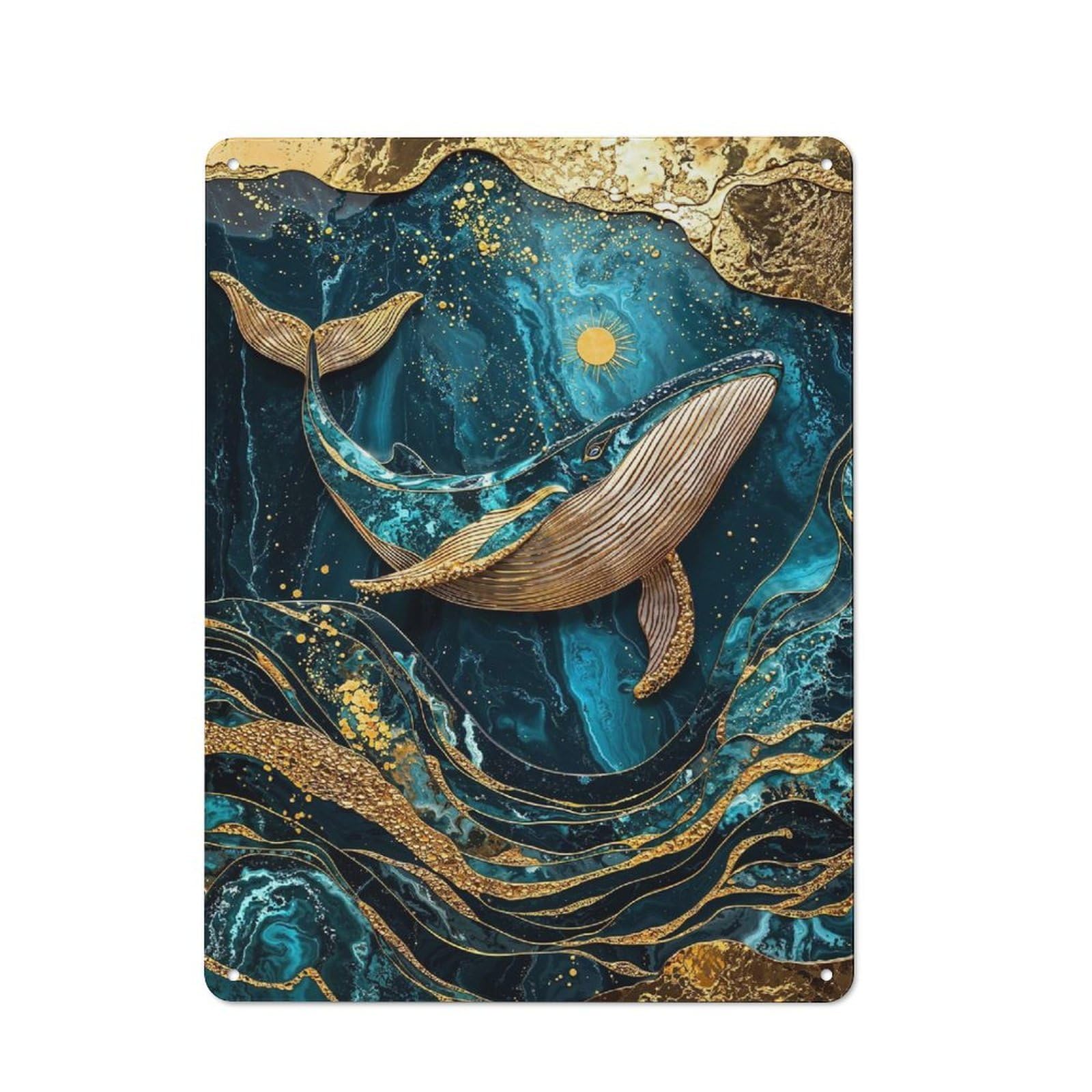 Creative Celestial Sea Kintsugi Art Office Metal Sign 40x30cm, Office Wall Decor for Hobby Room, Office, Lounge Or Living Room
