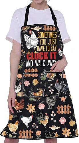 Miniatura 5 de CMNIM Rooster Apron Cute Chicken Aprons for Women Chicken Lady gifts Funny Farmhouse Cooking Baking Aprons Gardening Gifts