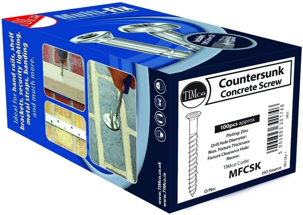 TIMCO Multi-Fix Countersunk Head Masonry Screw - 6 x 40 - Set of 100 Pieces,Silver