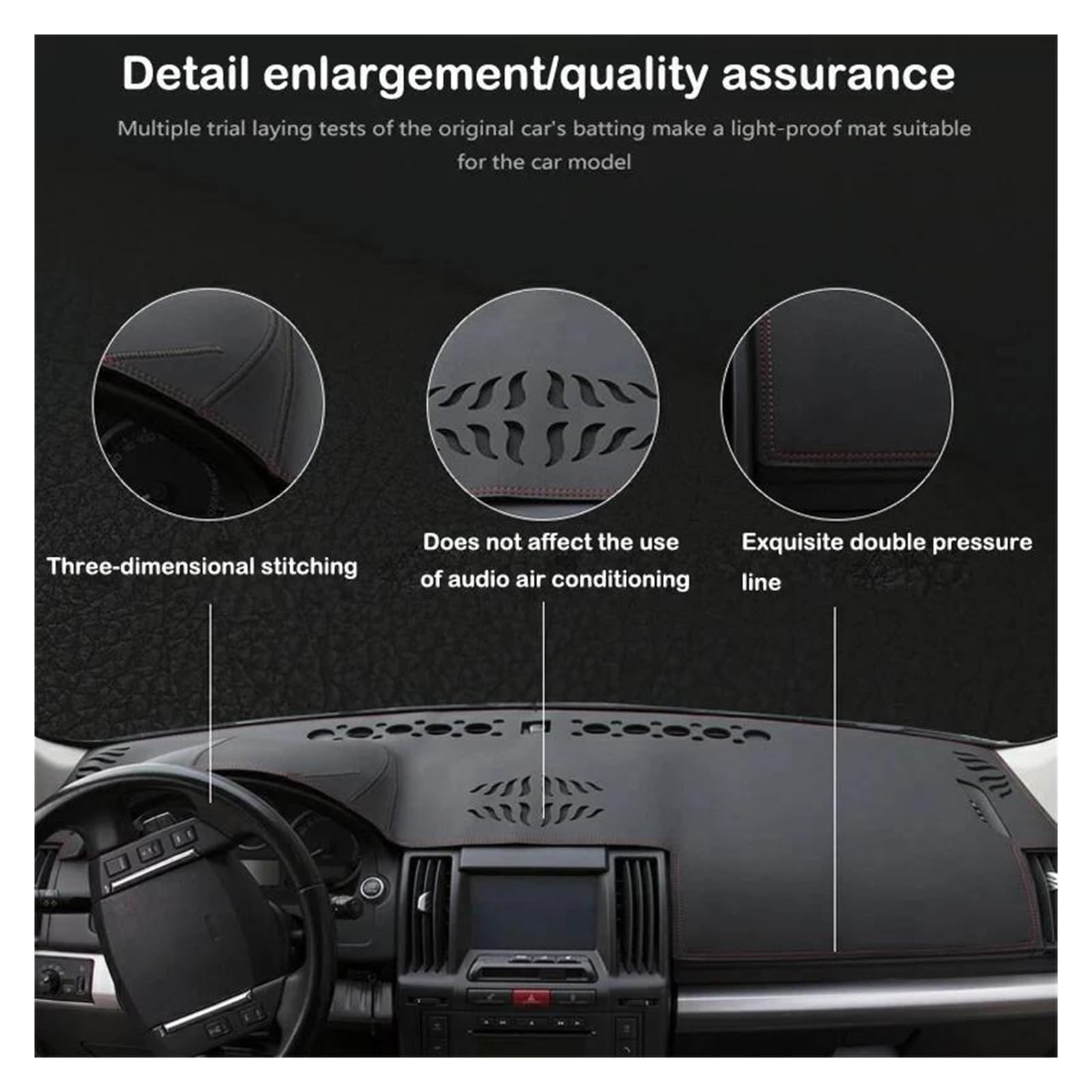 Tapis Tableau Bord intérieur Voiture Tapis Tableau Bord Antidérapant en Cuir PU pour Ford pour Mondeo MK3 (2000-2006) Pare-Soleil Anti-UV Accessoires Voiture(All Black LHD)