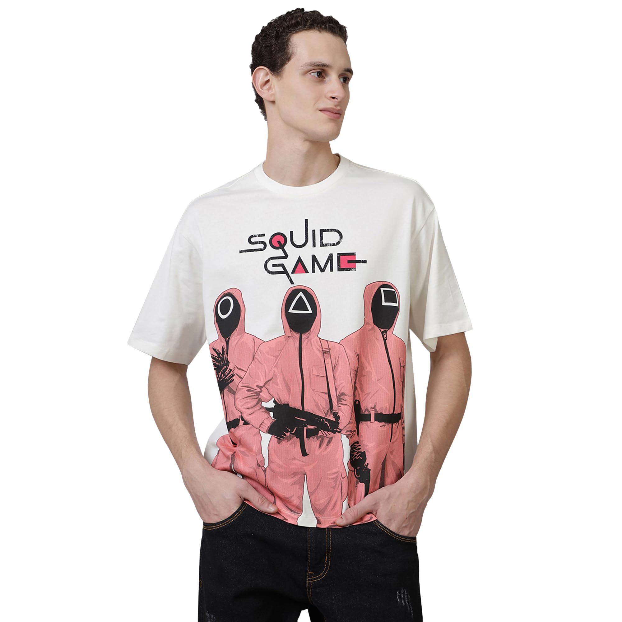 Free Authority Camiseta oficial del juego del calamar para hombre, de media manga, cuello redondo, estampado gráfico, de algodón, ajuste holgado