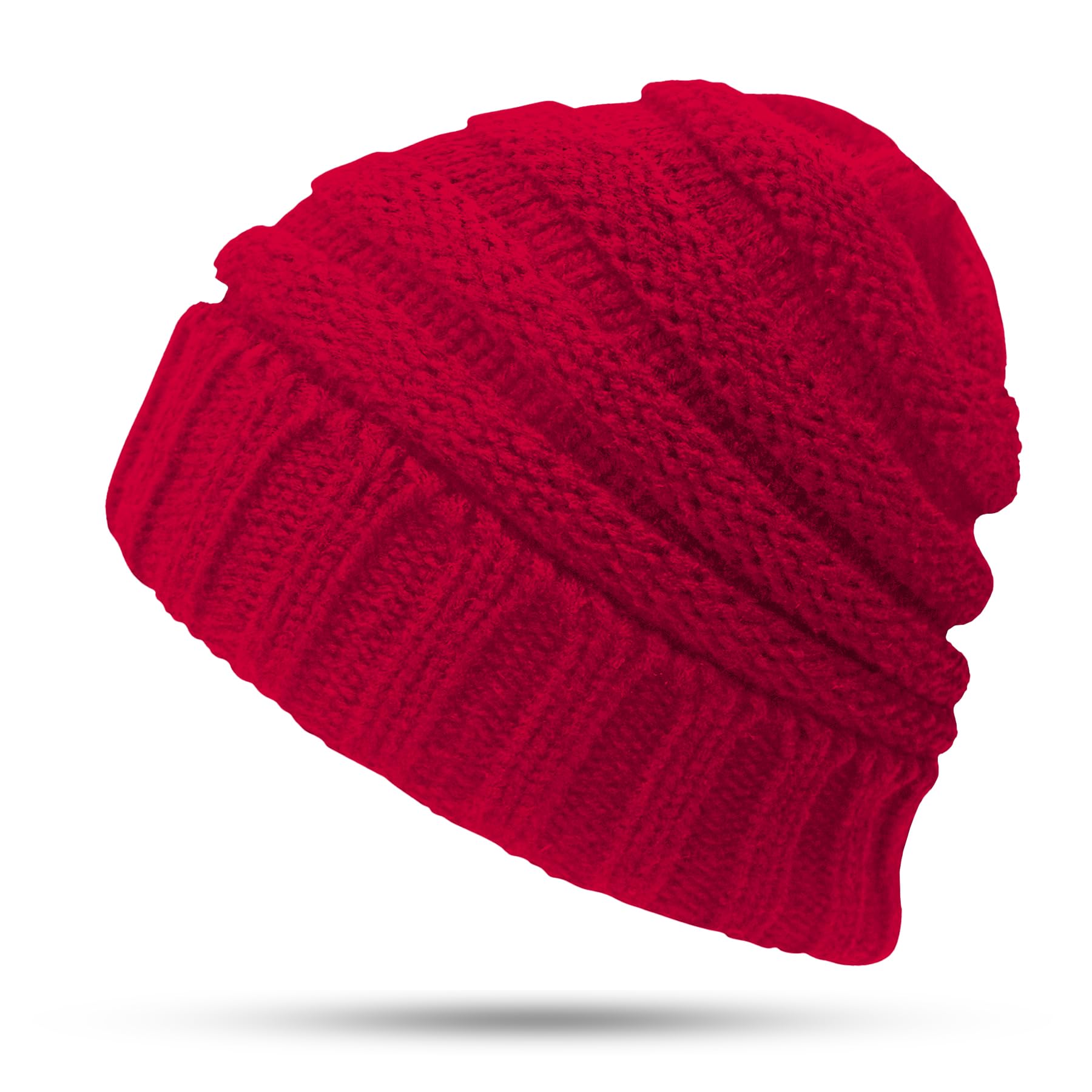 JYxingchi Cable Knit Beanie Women Winter Warm Soft Thick Hats Trendy Chunky Skully Beanies Red