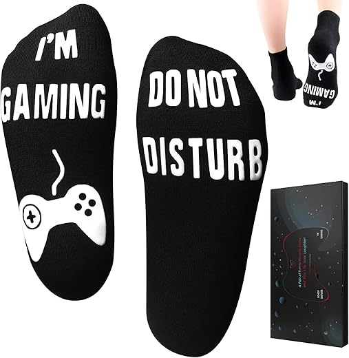Do Not Disturb I'm Gaming Socks, Gaming Sock Funny Novelty Gifts for Teen Boys Mens Gamer Kids Sons Husbands Dad Father