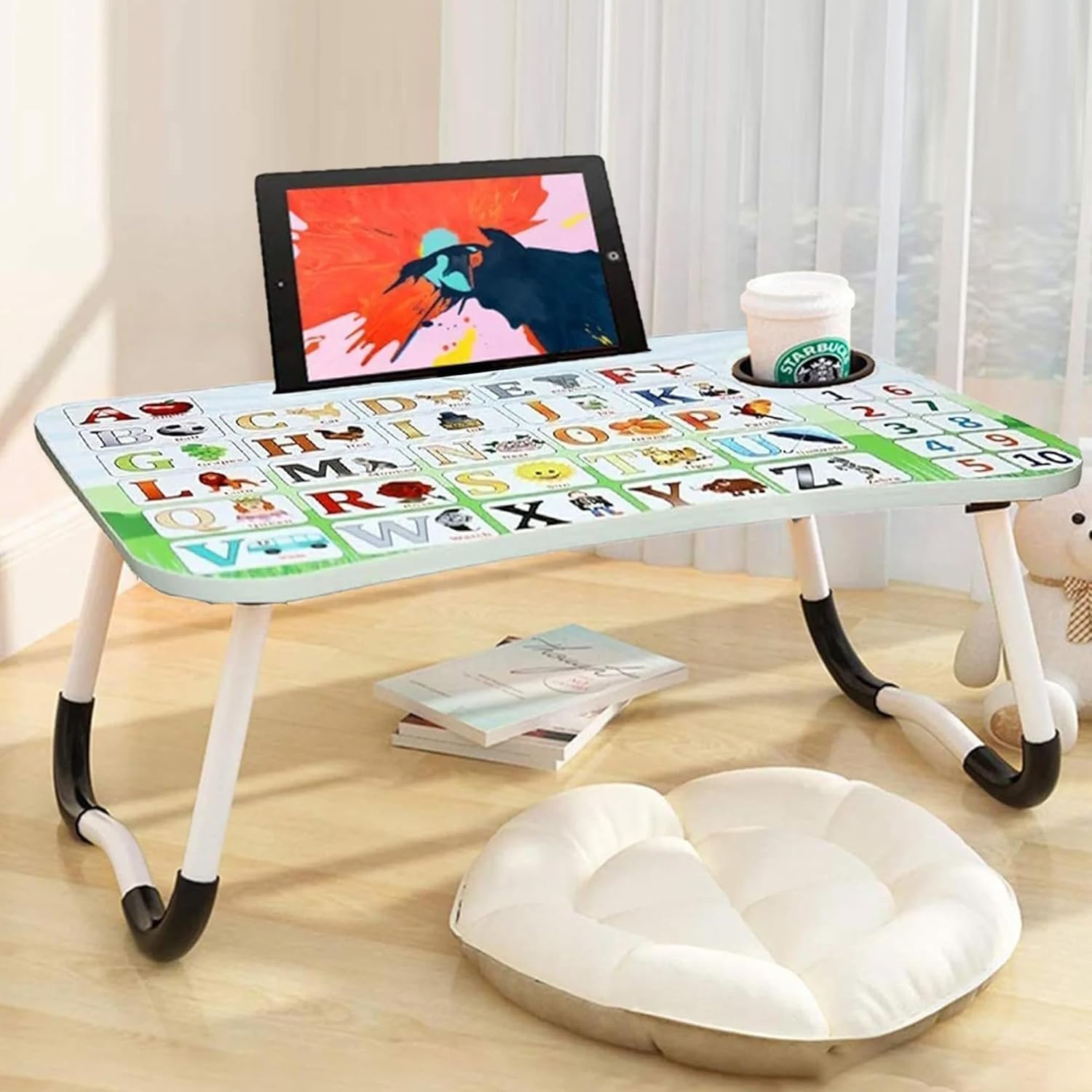 Rinzaa Foldable-Laptop-Table-Multipurpose-with-Cup-Holder-Study-Bed-Breakfast-Table-Large-Size-and-Portable-Ergonomic-Rounded-Edges-Non-Slip-Legs (=ABCD) (B0DFTJM1Y6) Amazon Price History, Amazon Price Tracker