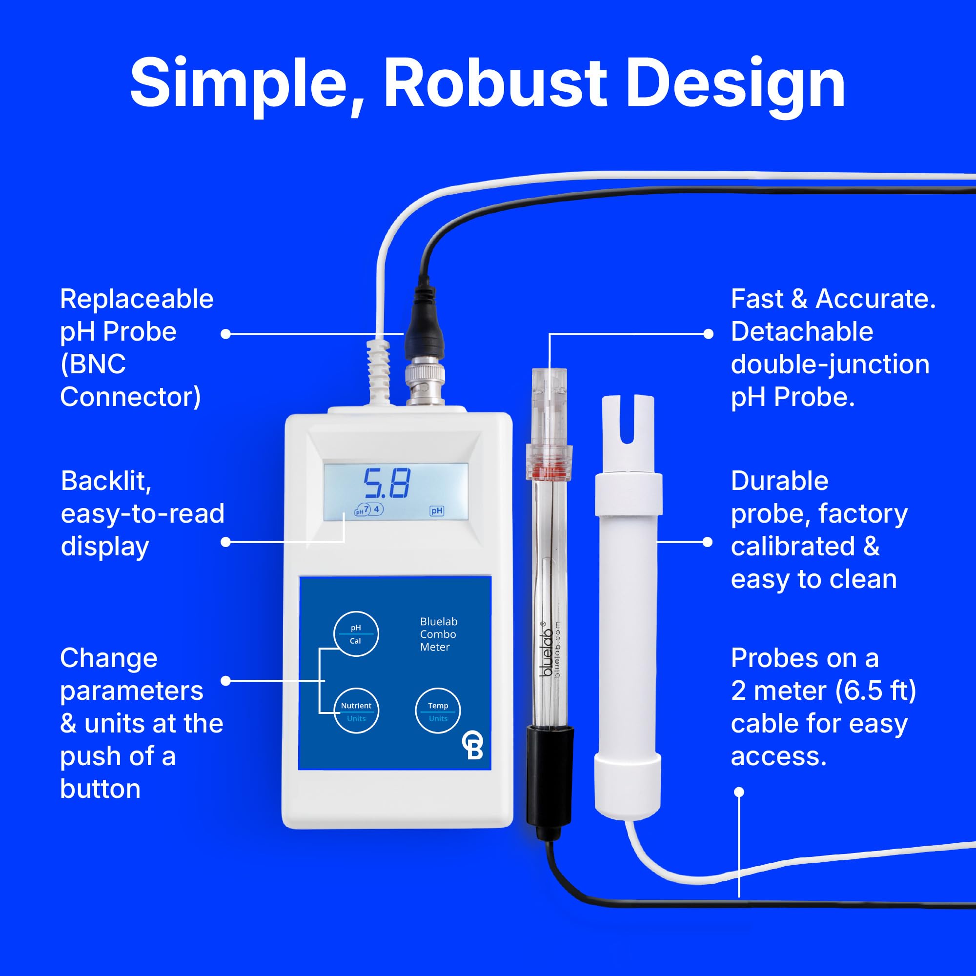 Bluelab METCOM Combo Meter - pH, TDS, Temperature -3