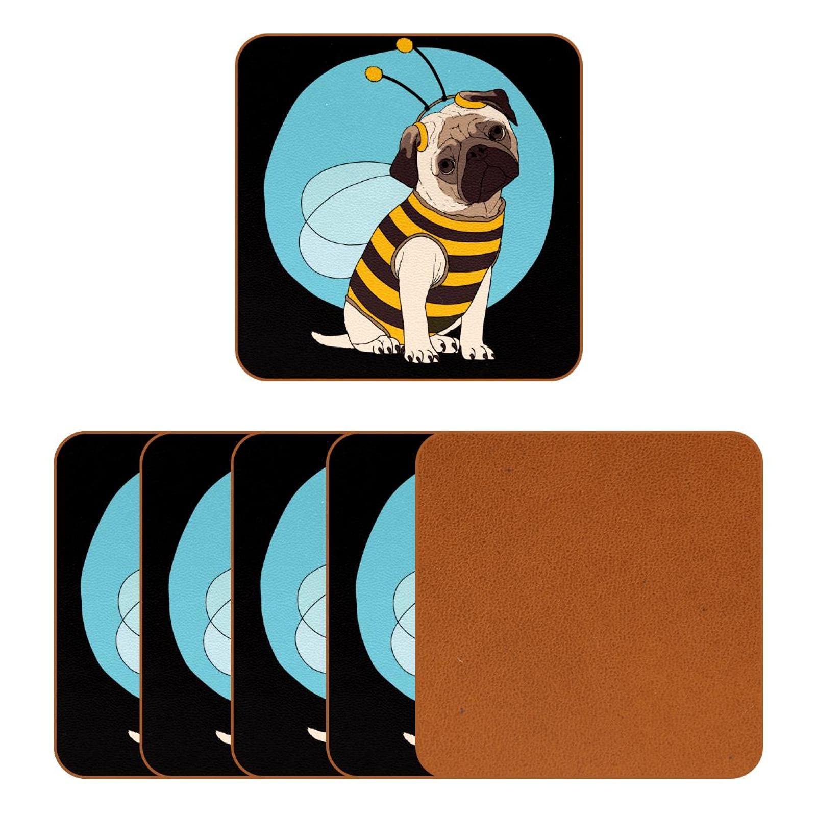 Lot De 4 Dessous De Verre En Liège Avec Fond Protecteur Pour Les Amateurs De Carlin | Excellente Idée Cadeau Pour Les Mamans Et Les Papas Carlin