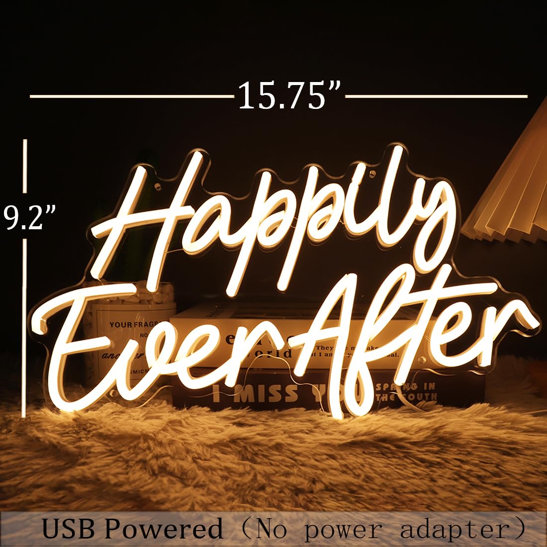 SYLHOME Happily Ever After - Insegna luminosa al neon a LED, per festa di matrimonio, compleanno, decorazione da parete, USB, decorazione per camera da letto, casa, pub, regali di San Valentino, luce