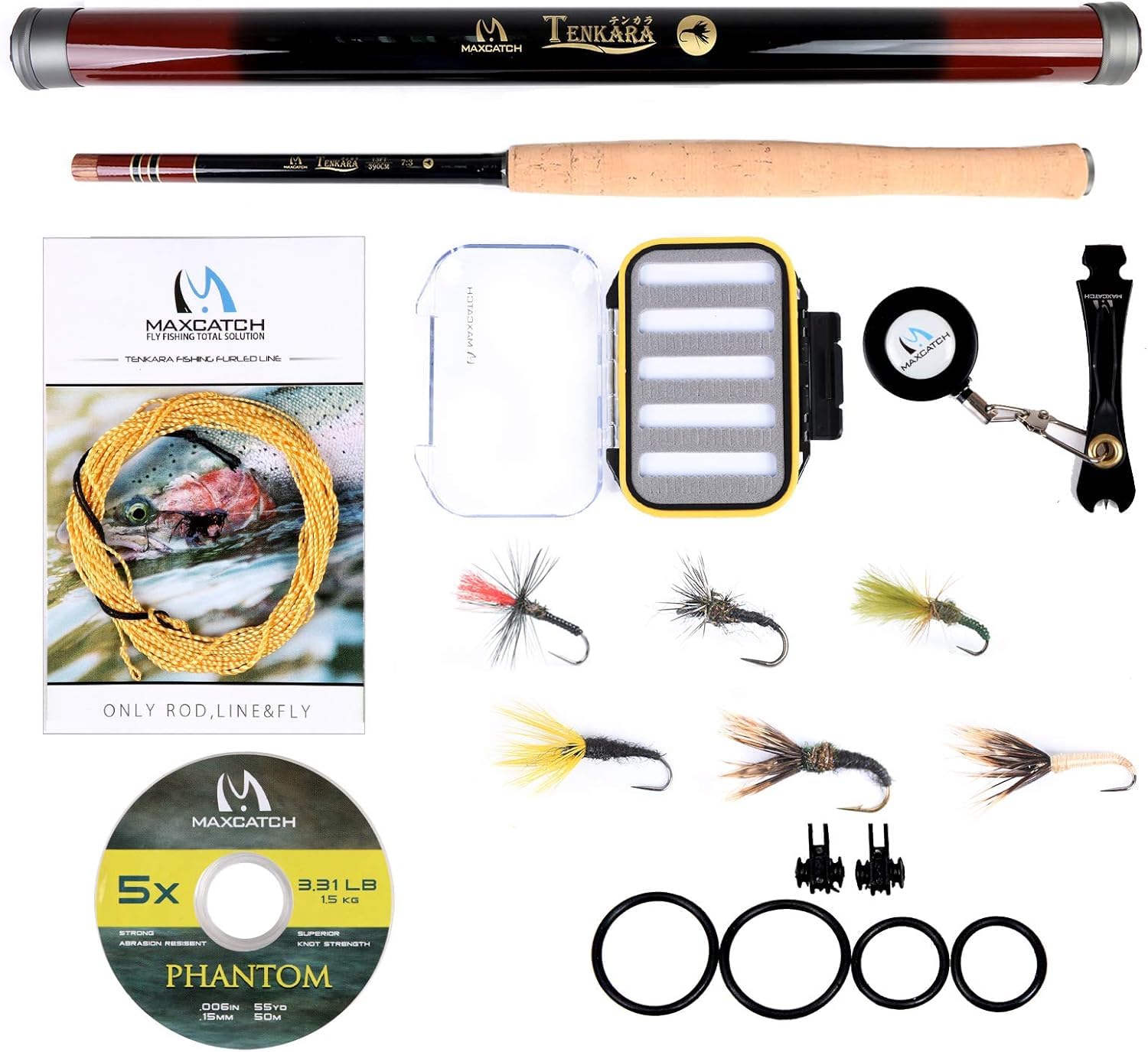 Maxcatch Tenkara Fishing Rod Combo 9/10/11/12/13ft/Triple Zoom 8'10''/9'9''/10'6'',10'8''/11'10''/12'9'' (New Tenkara Rod Combo, 11ft)