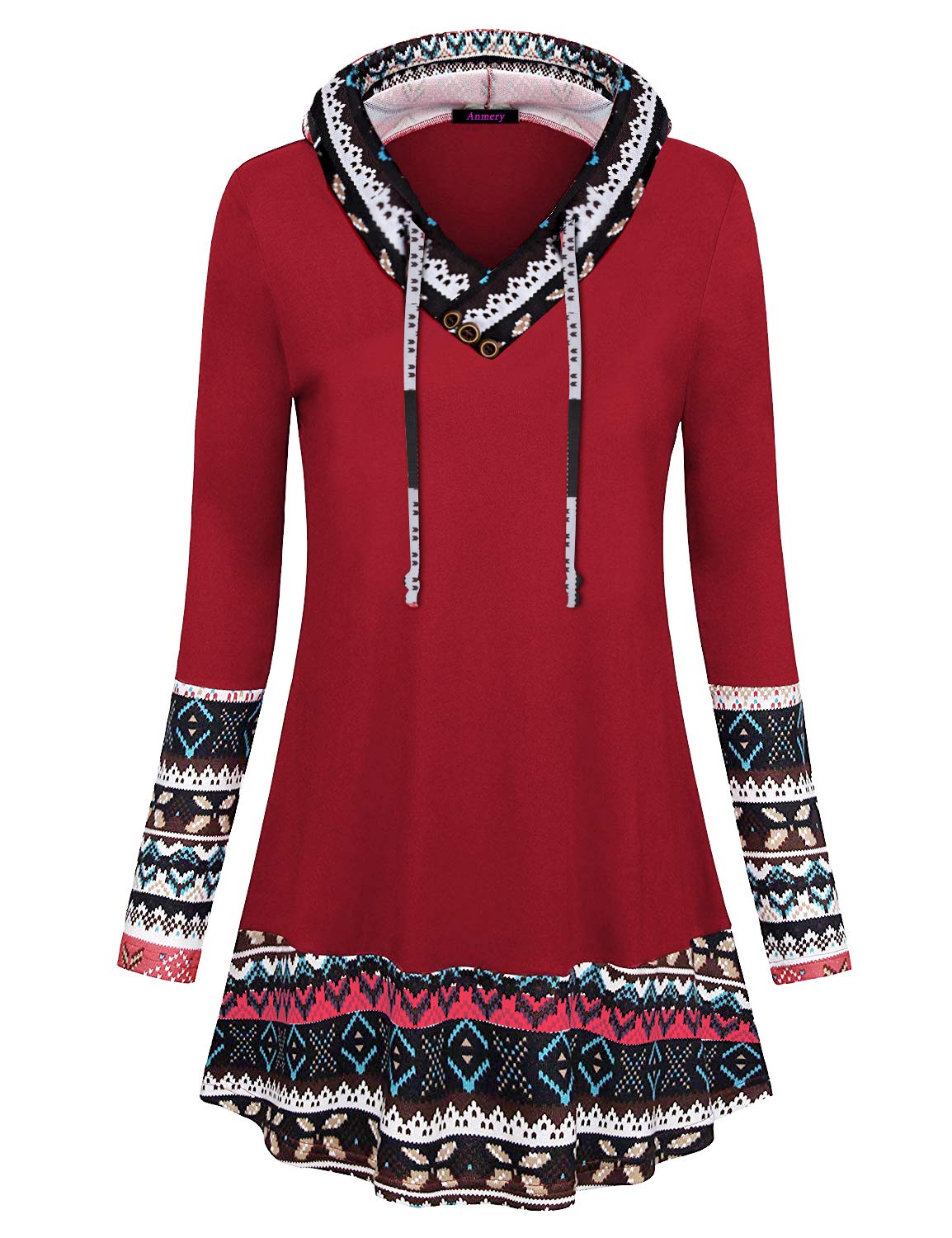 AnmeryWomens Lightweight Hoodie Sweatshirt Long Sleeve V Neck Tuinc Tops with Kangaroo Pocket