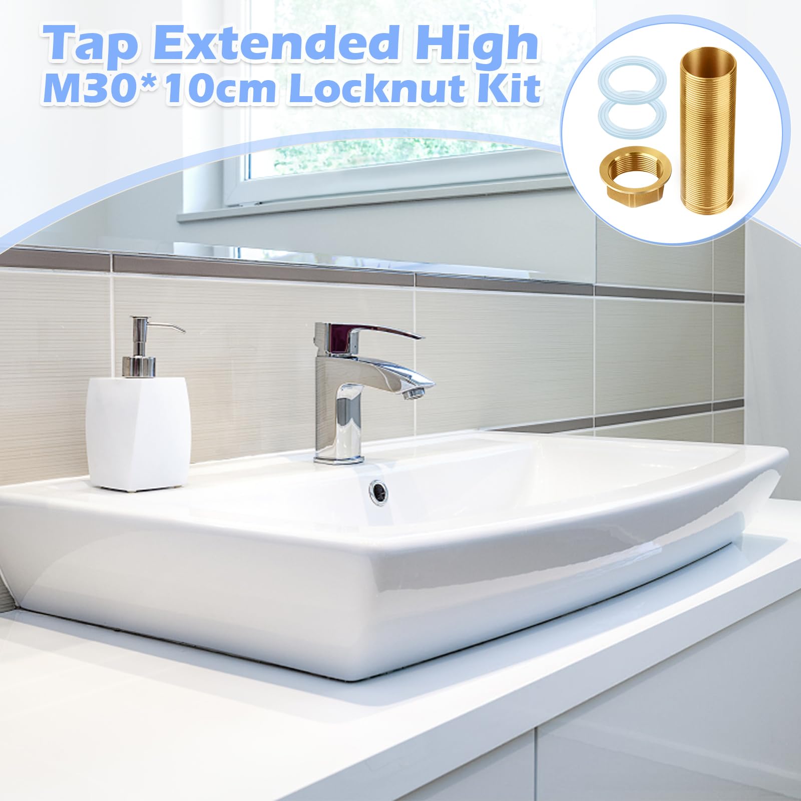 Kit Fixation Robinet Tuyau Fileté WISIRENT, 2 Pièces Tuyau Fileté D'Extension Kit De Réparation De Robinet, Kit D'Accessoires De Fixation Filetés En Laiton Pour Robinet Salle De Bain(60mm&100mm