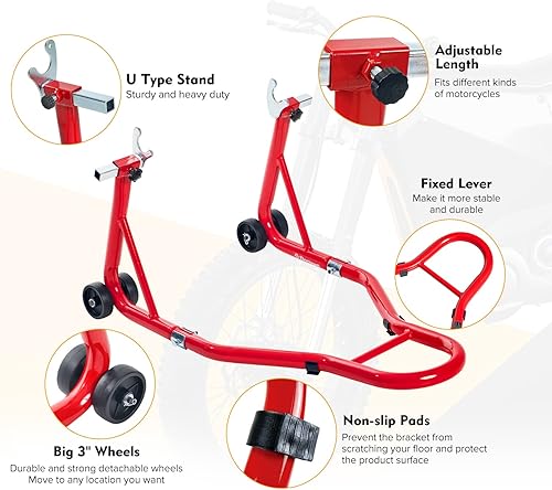 Miniatura 3 de Donext - Soporte para rueda trasera de motocicleta (850 lb), tamaño U color negro