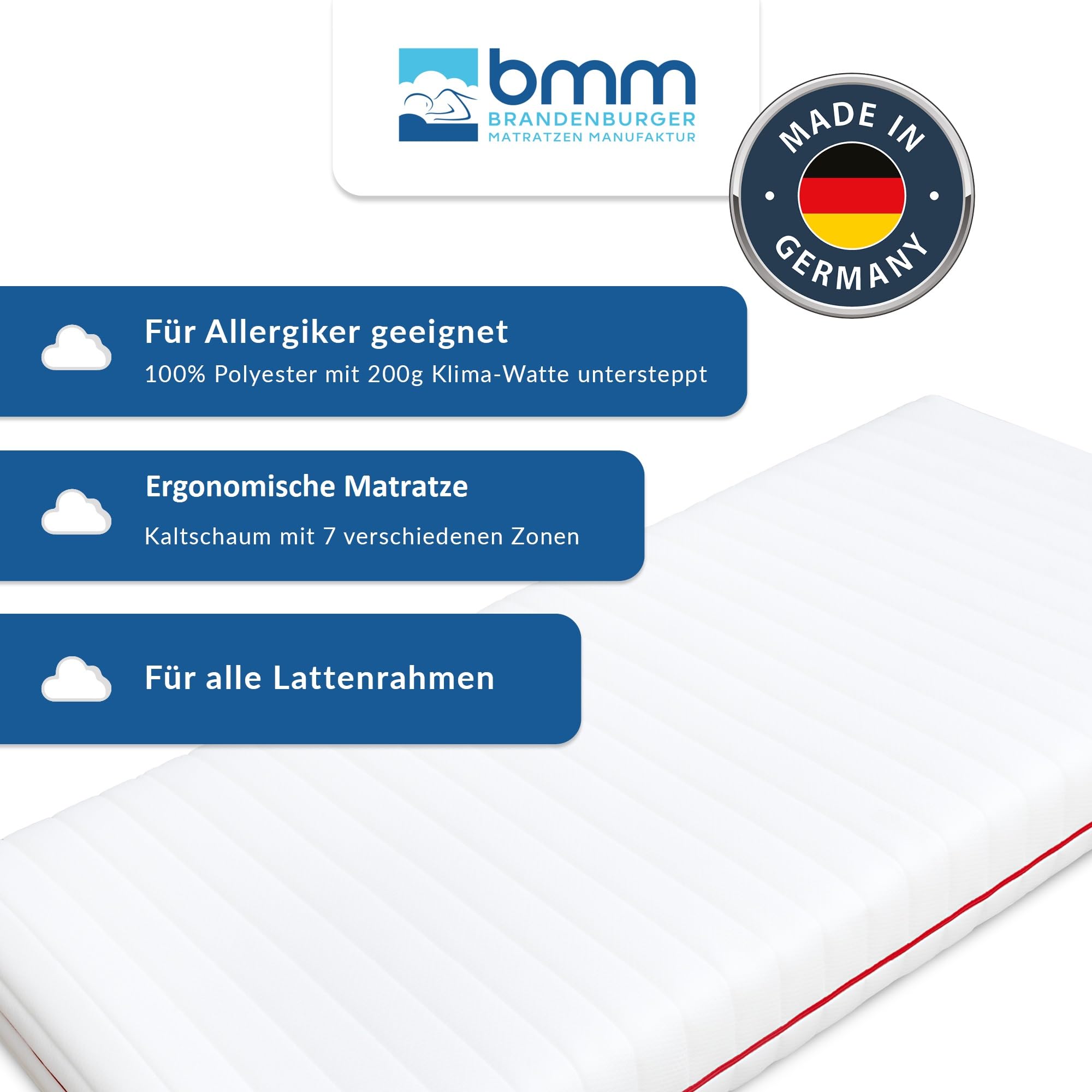 BMM Hybrid-Matratze 90x190 Cm H3 – Taschenfederkern & Schaum, 22 Cm Hoch, Made In Germany