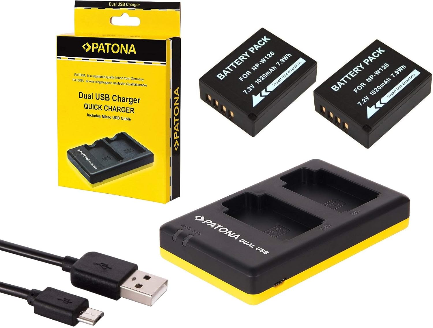 Kit 3 en 1 pour Fujifilm XT20 compatible avec les batteries Fuji NP