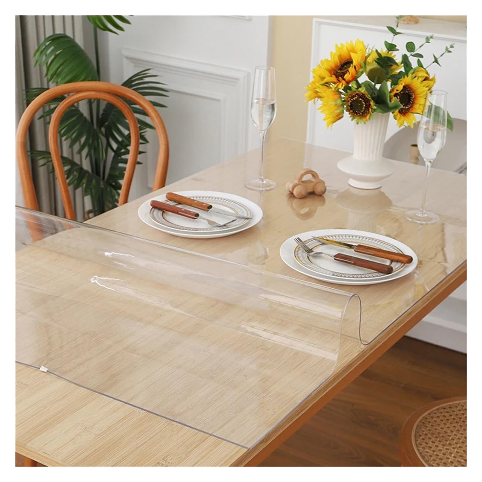 CIGPKLO Transparent Tablecloth Pvc Transparent Table Cloth Cover Tablecloth Mat Waterproof Rectangle Soft Glass Dining Kitchen Oilproof Desk(80X140cm)