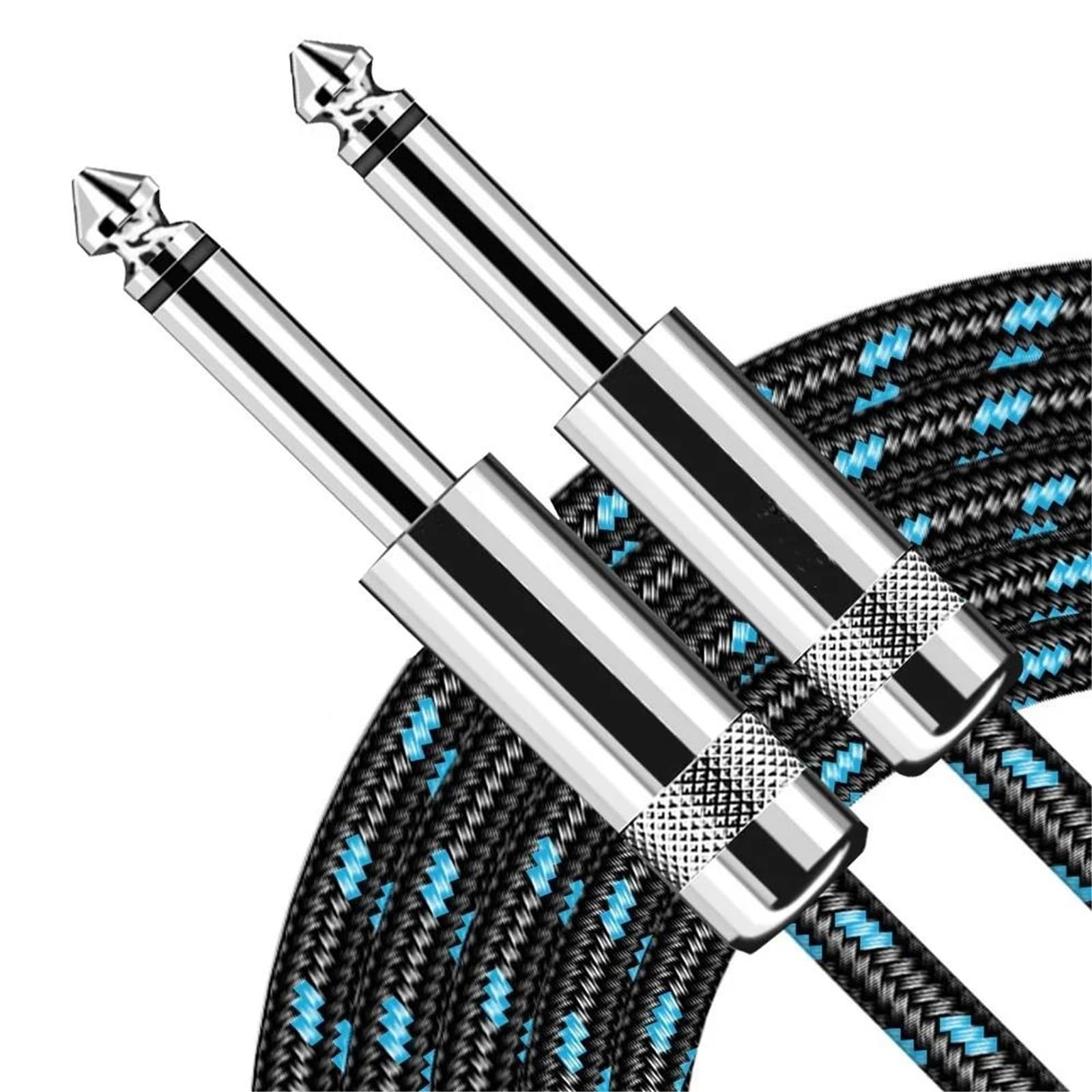 Zestaw Kabli Gitarowych Kabel Mono 1/4 Cala Do Gitary Elektrycznej 90 Stopni 6.5 Mm(6m)