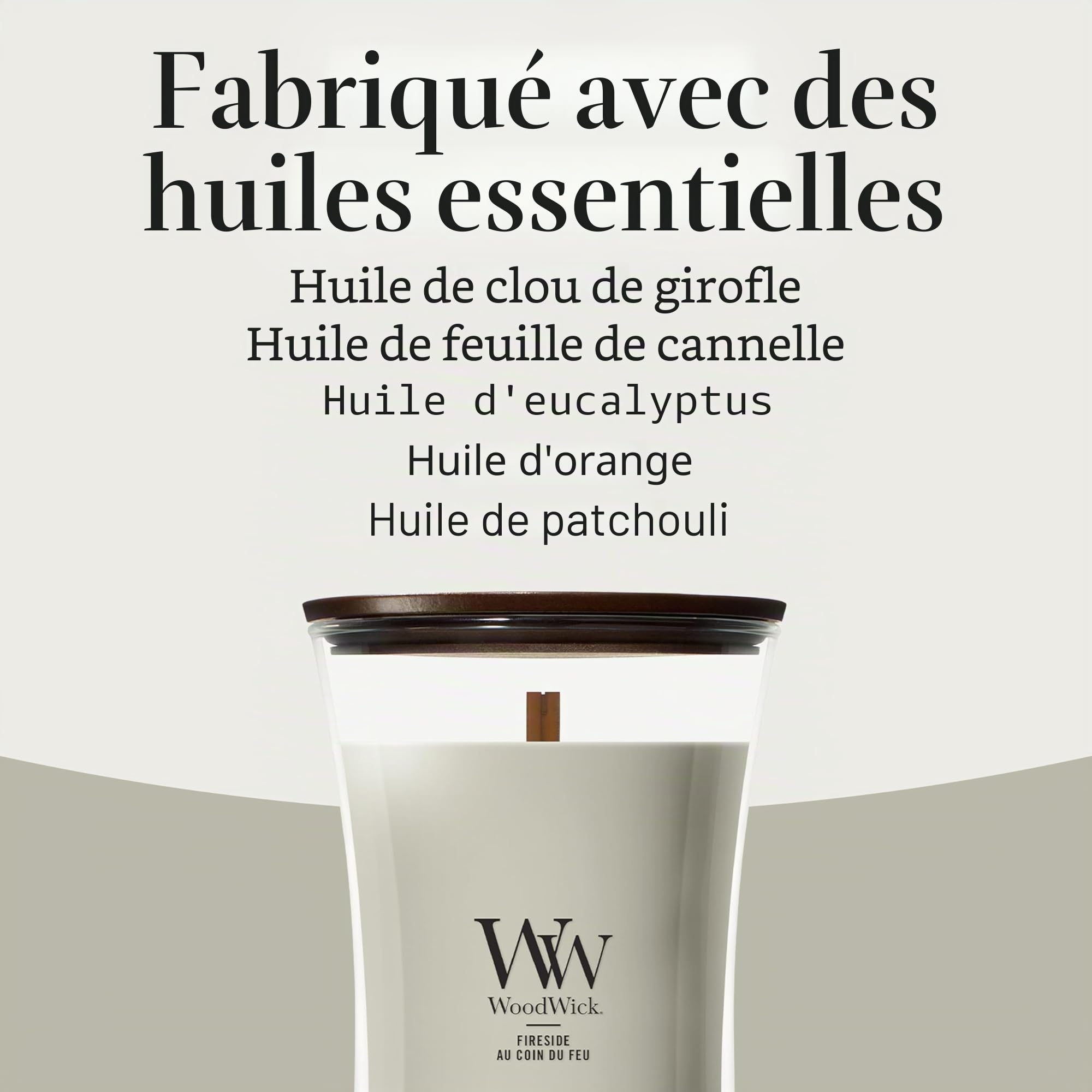 WoodWick | Grande bougie | Fireside | Excellent cadeau pour les femmes