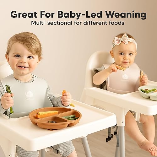 Miniatura 8 de KeaBabies Placas de succión para bebé, niños pequeños, paquete de 3 platos 100% de silicona para niños, platos divididos para bebés con succión,