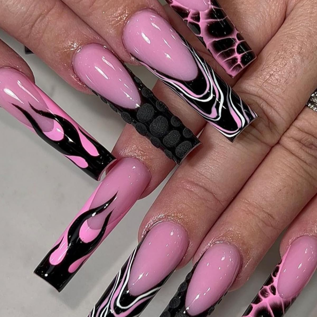 Amazon.com: BABALAL French Tip Press On False Nails - Long Black