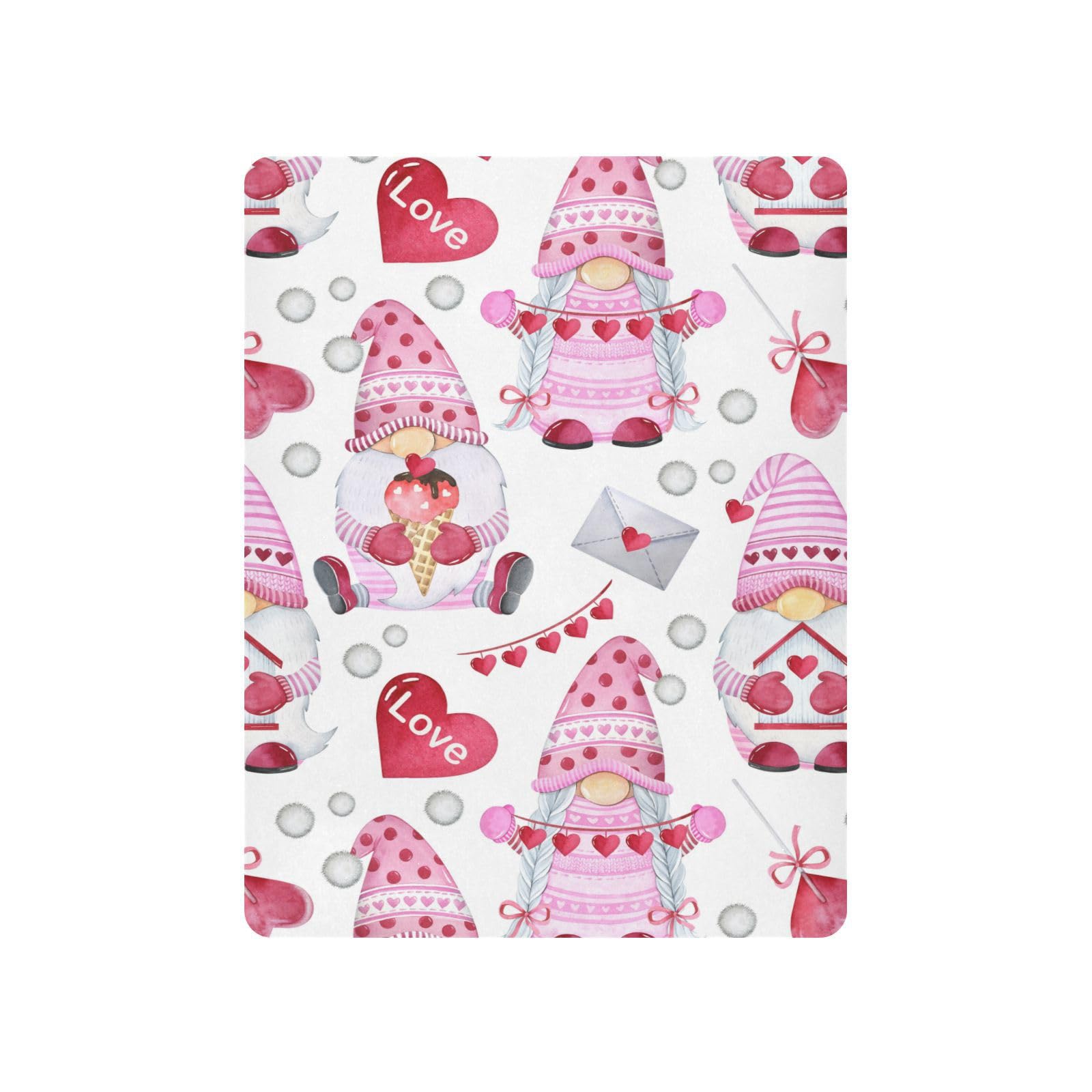 Moudou Valentine's Day Gnome Playard Sheet for Boy Girls, Soft Breathable Fitted Toddler Sheet for Standard Playard Bed Mattress, 39 x 27 x 5 Inch
