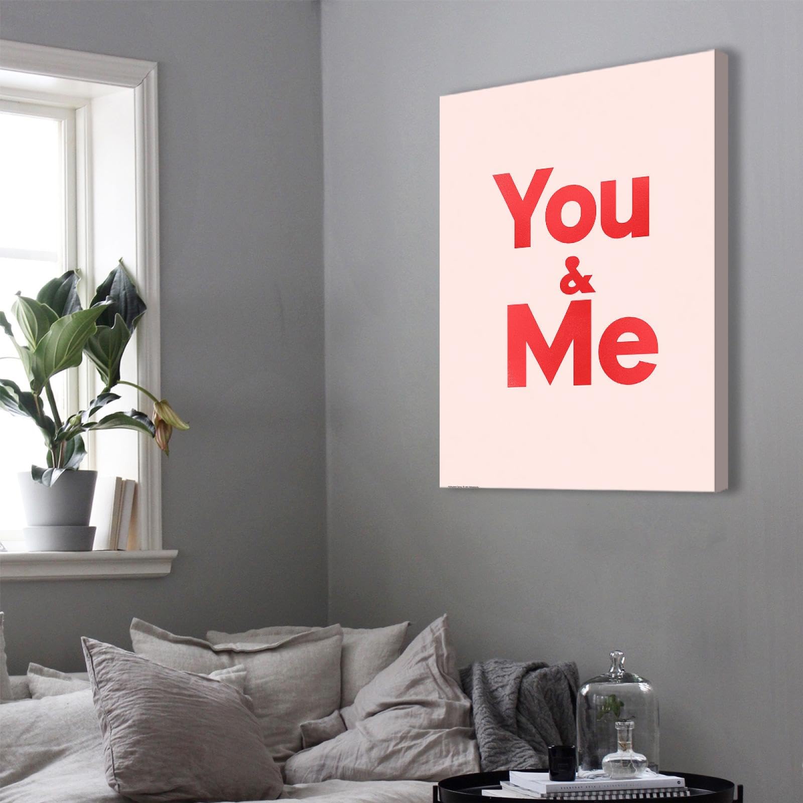 TOANGWALL Moderna Pittura Su Tela Minimalista San Valentino Serie You And Me Modello Stampa Arte Della Parete Poster Romantico Per Arredamento Bagno 30x45cm telaio interno