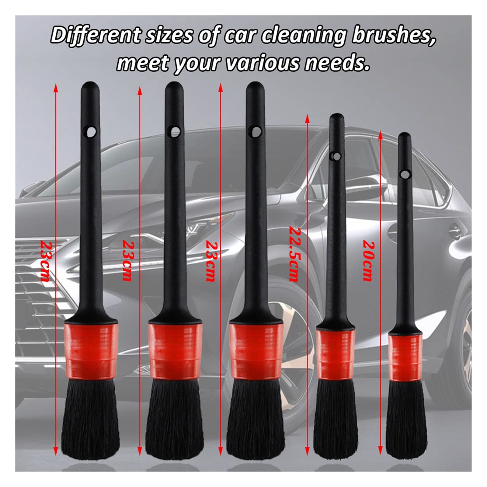 30-teiliges Auto-Detailing-Pinsel-Set, kompatibel mit Auto-Lüftungsschlitzen, Schaumstoff-Polierpad, Auto-Reinigungsbürste (Rosso)