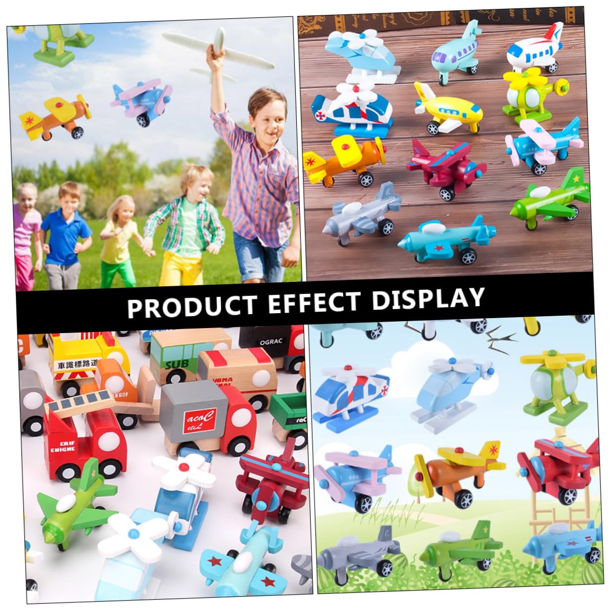 Hohopeti Giocattolo Aereo in Legno per 12 Pezzi Set Mini Aerei Colorati Educativi per Prima Infanzia Superfici Lisce e Angoli Arrotondati per Sviluppo Capacità di Presa e Riconoscimento