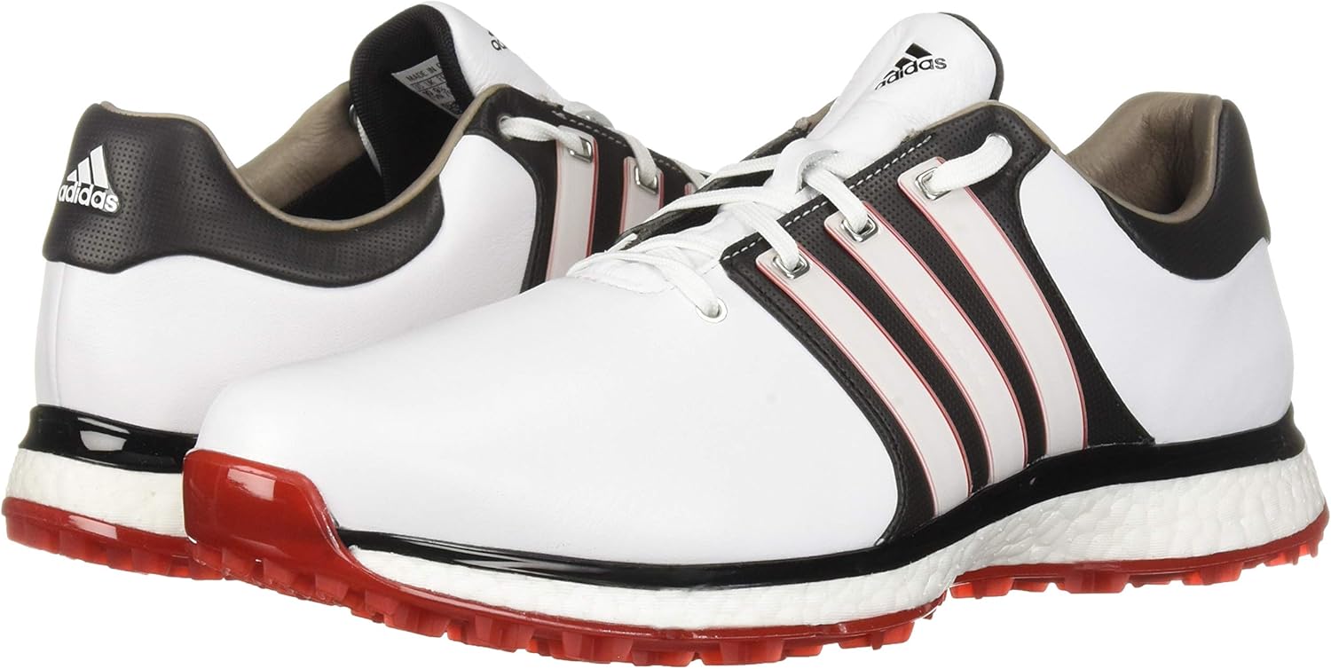 adidas Men's TOUR360 XT Spikeless Golf Shoe, FTWR White/core Black/Scarlet, 10.5 M US