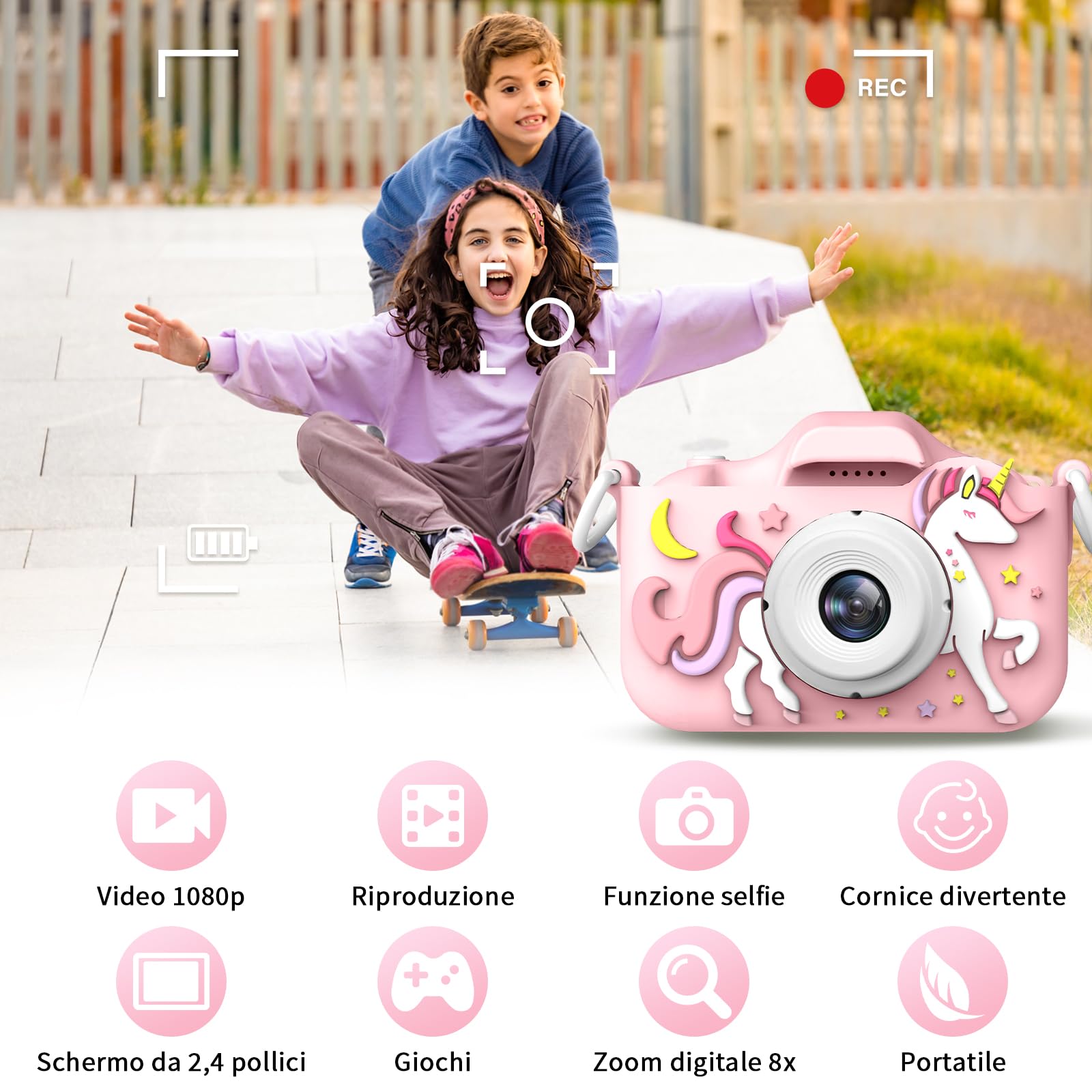 Fotocamera per bambini con stampa istantanea, fotocamera digitale per