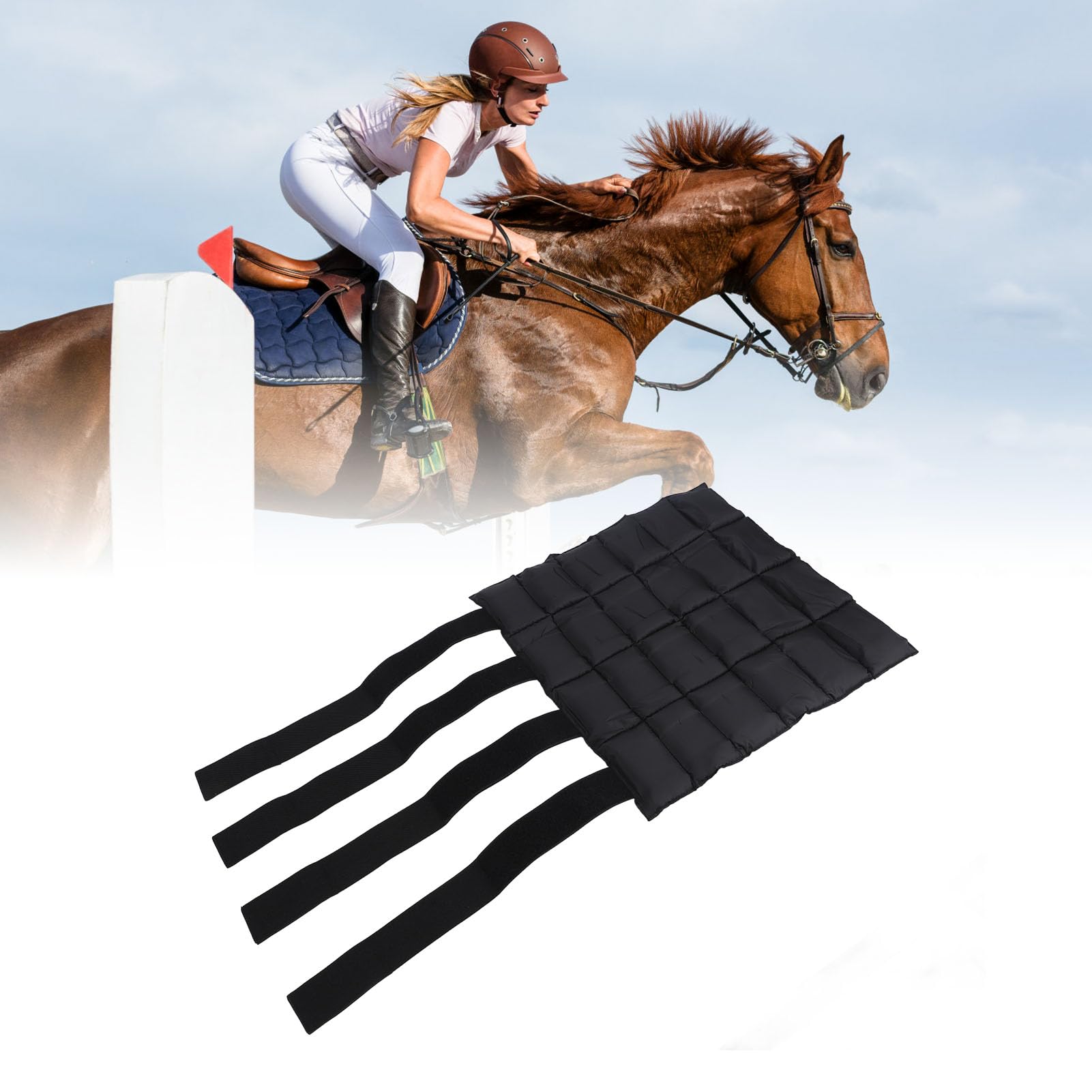 JEOZBM Bolsa de Hielo para Caballos, Envoltura para Piernas de Caballo, Envoltura Refrescante Reutilizable para Corvejones, Tobillos, Rodillas y Piernas, Color Negro