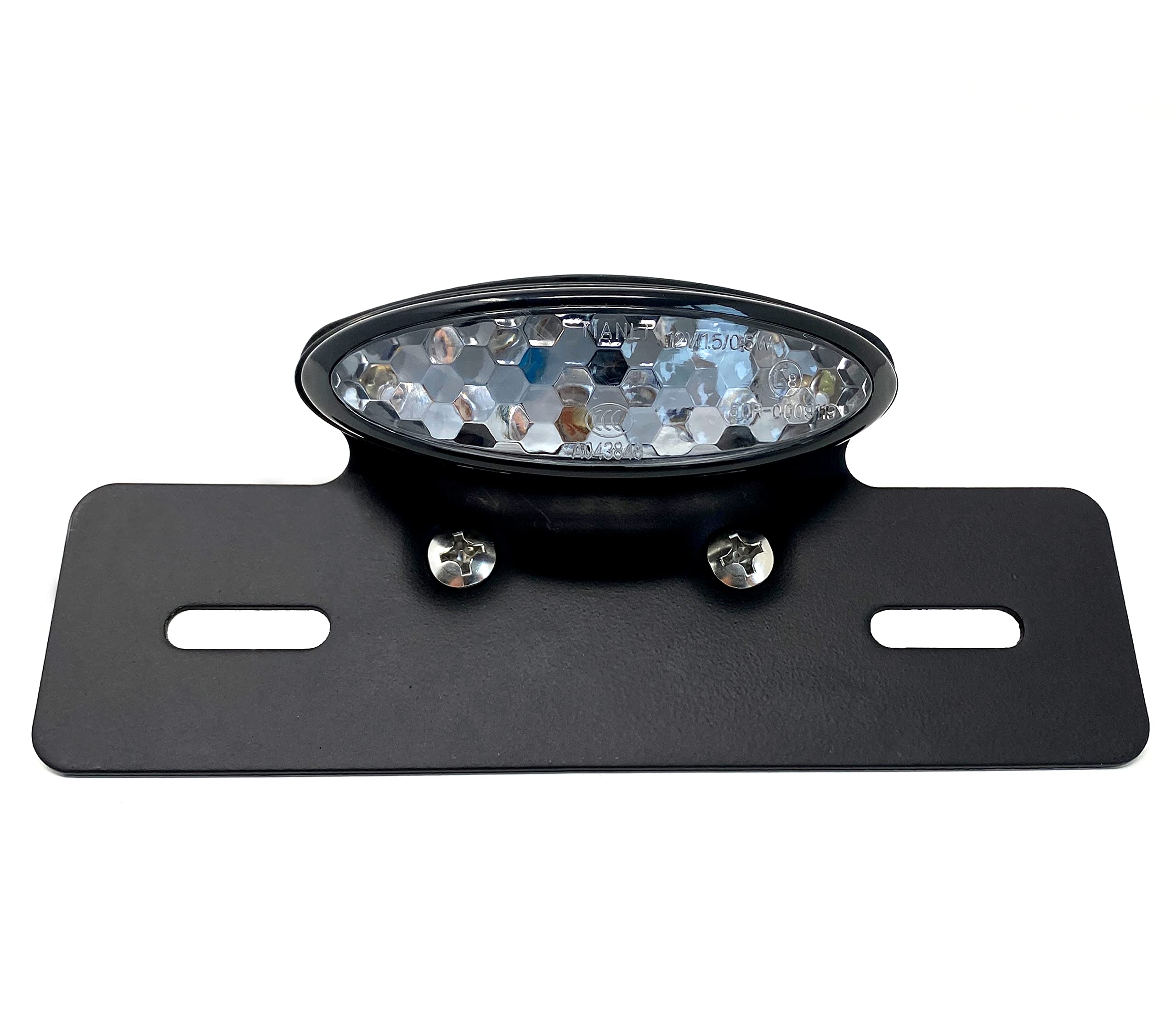 Alchemy Parts Noir Très Lumineux Norme E Transparent Lentille LED Rouge Queue Feux Stop avec Plaque Immatriculation Plaque Immatriculation Support pour Motos Motos Petit