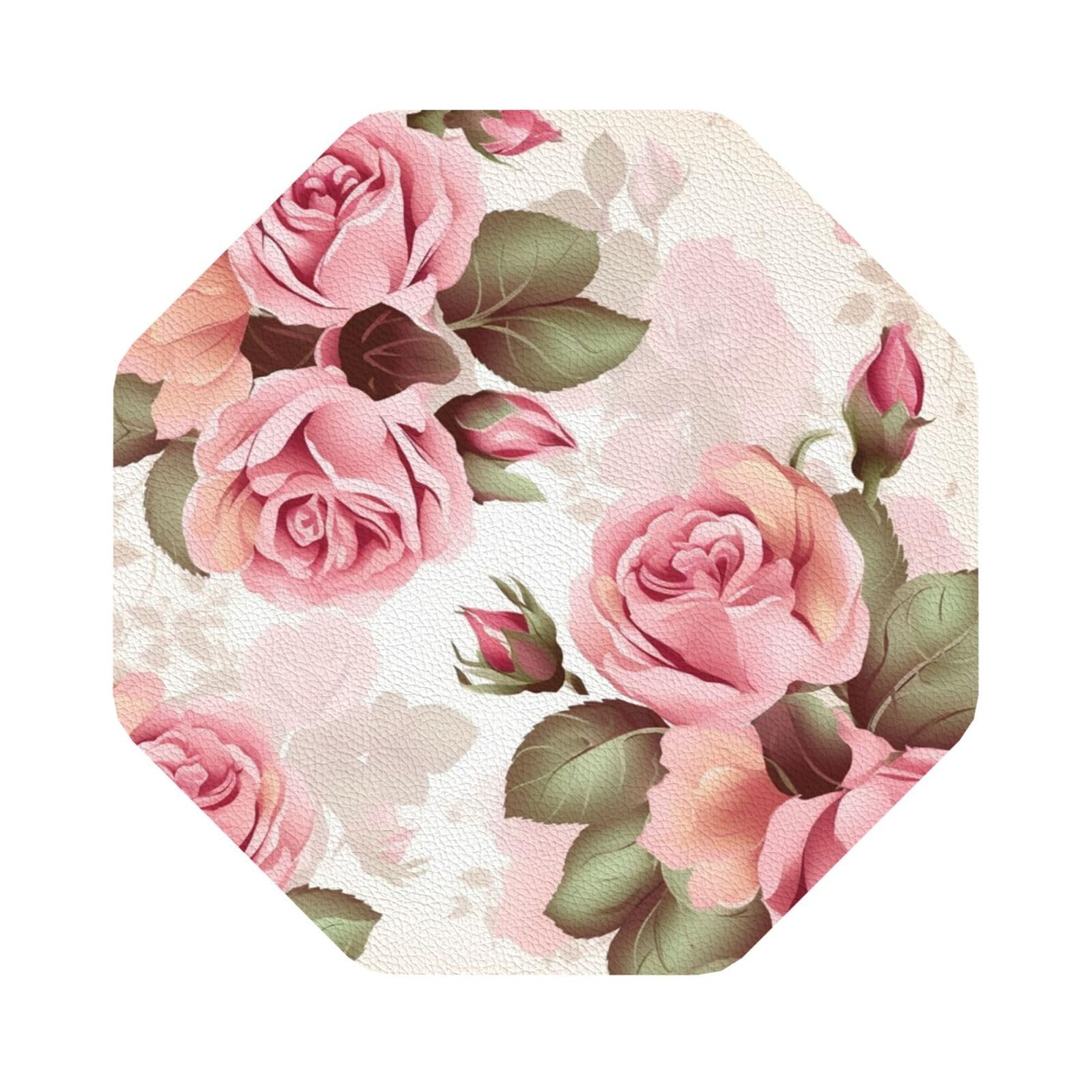 Set di 6 sottobicchieri per bevande con supporto (tazze da tè con rose