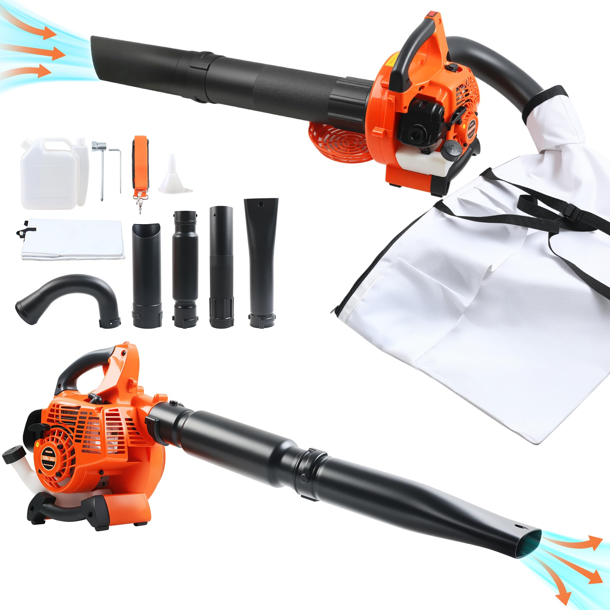 26cc Gas Leaf Blower Vacuum, 3-in-1 Handheld 2-Stroke Yard Care Tool