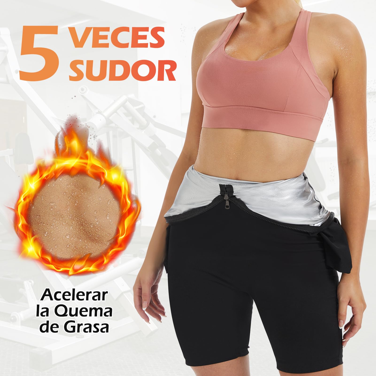 Kiiwah Traje Sauna Mujer Adelgazante, Raje de Sauna Completo Shapewear Trajes Adelgazantes para Mujer con Cremallera Traje de Sudor Sauna de Cuerpo Completo para Deporte, Yoga, Fitness