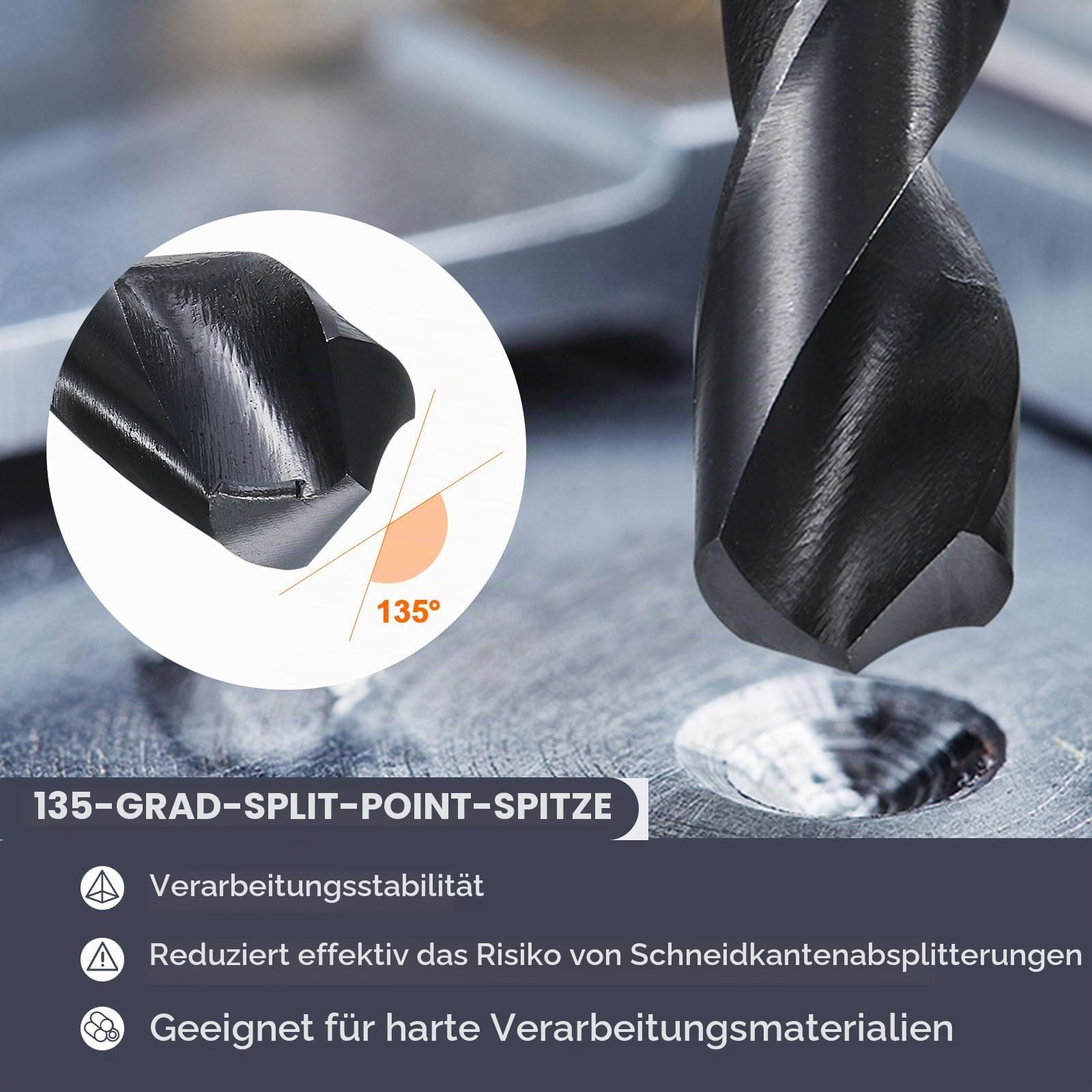 QUARKZMAN 33mm Bohrer, HSS Spiralbohrer 135° Reduzierte Schaft Metallbohrer Nitrierung Schwarz für Hartmetall Stahl Aluminiumlegierung Holz Kunststoff