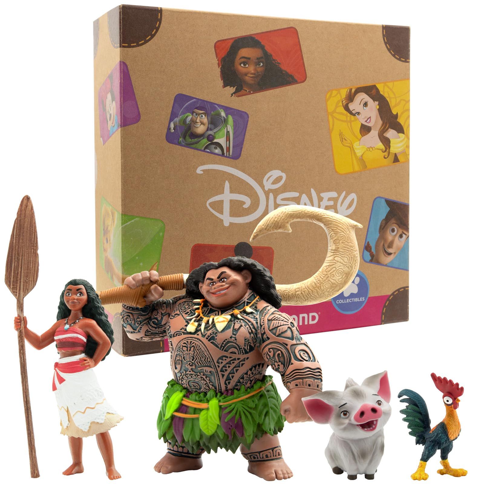 Bullyland 13261 - Walt Disney Vaiana play figure set con Vaiana, semidios Maui, cerdo Pua & Heihei, fiel al detalle, ideal como figura de tarta y regalo para niños