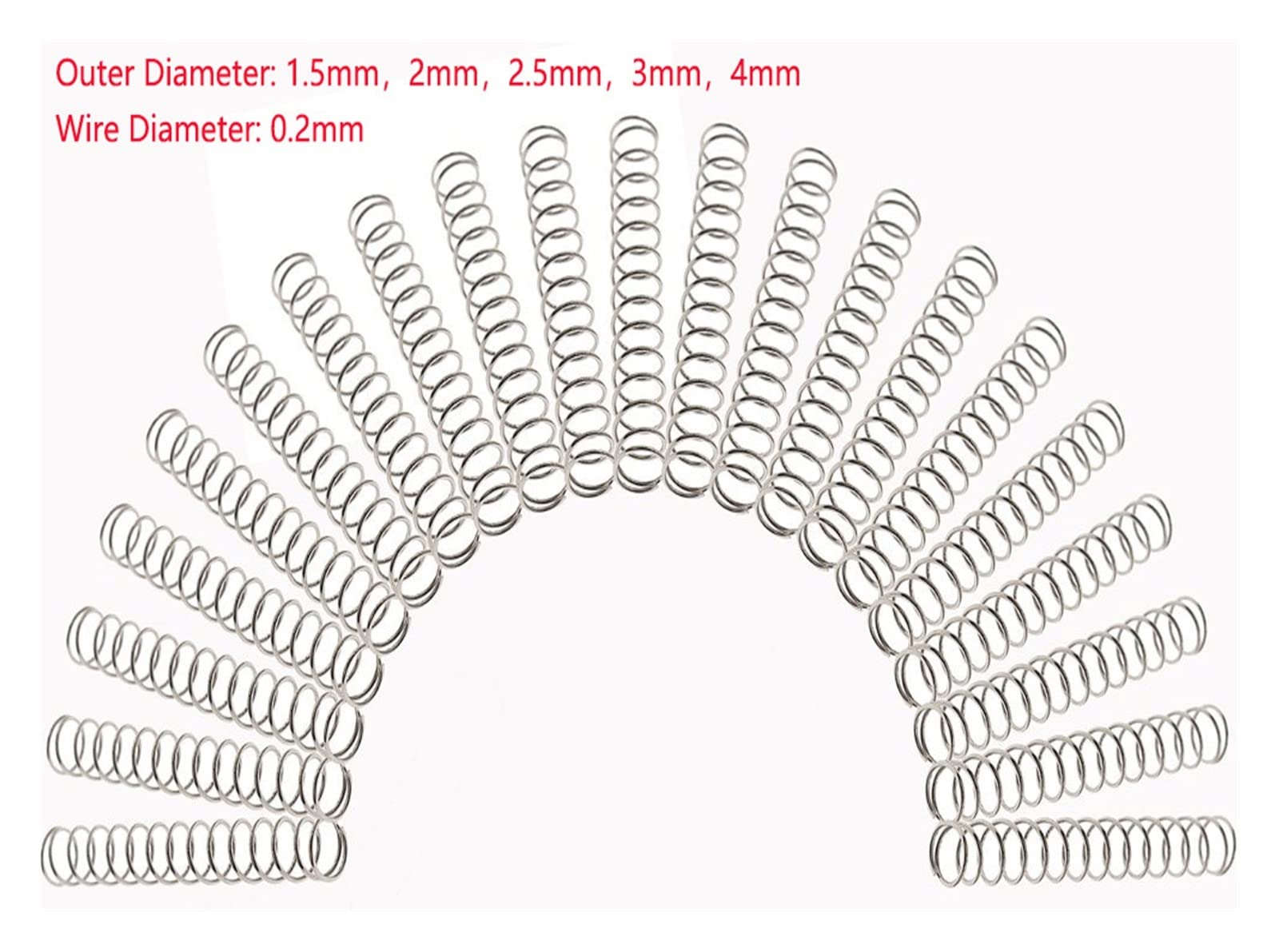 10 stuks Draad Diameter 0.2mm Roestvrij Staal Micro Kleine Drukveer OD